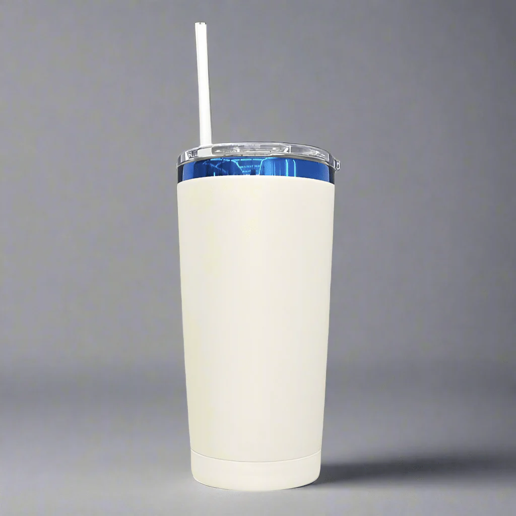 20oz Blue Plated Tumbler - Cream