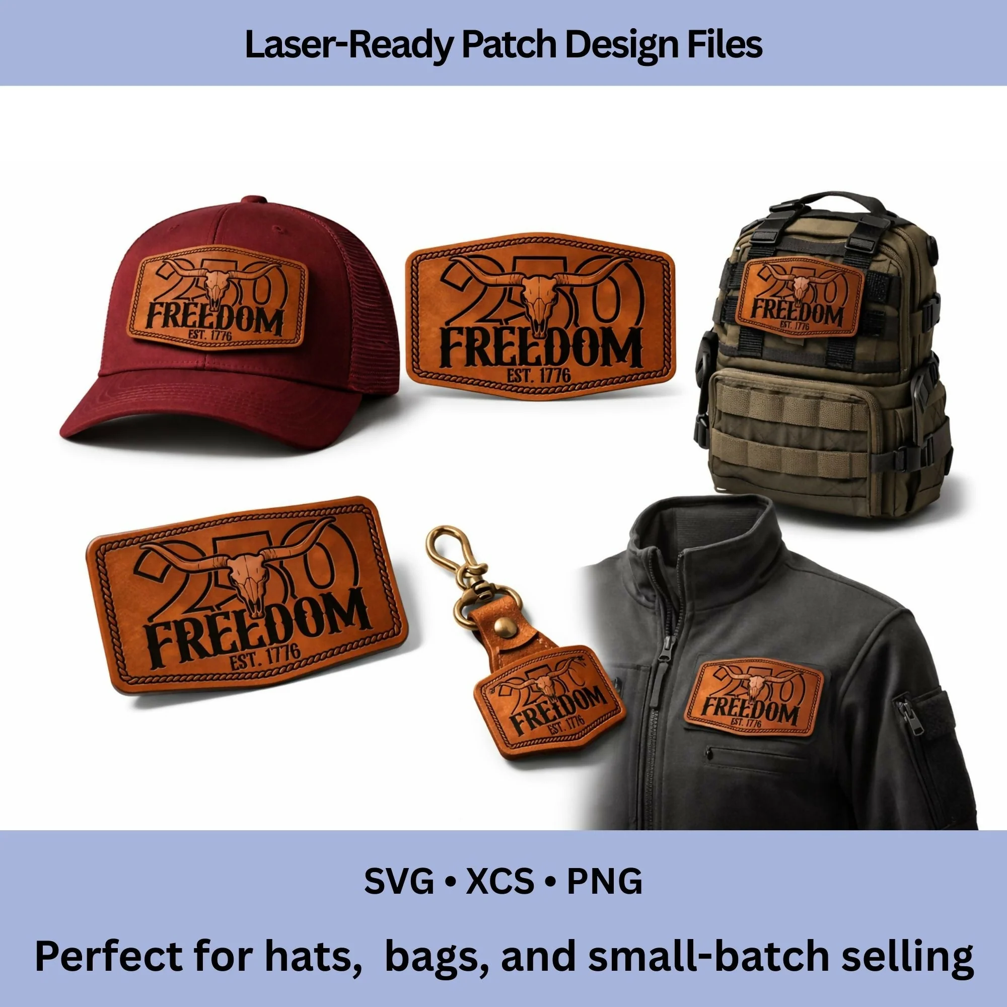 250 Freedom Skull Patch SVG | Western Laser Patch Design - Image 6