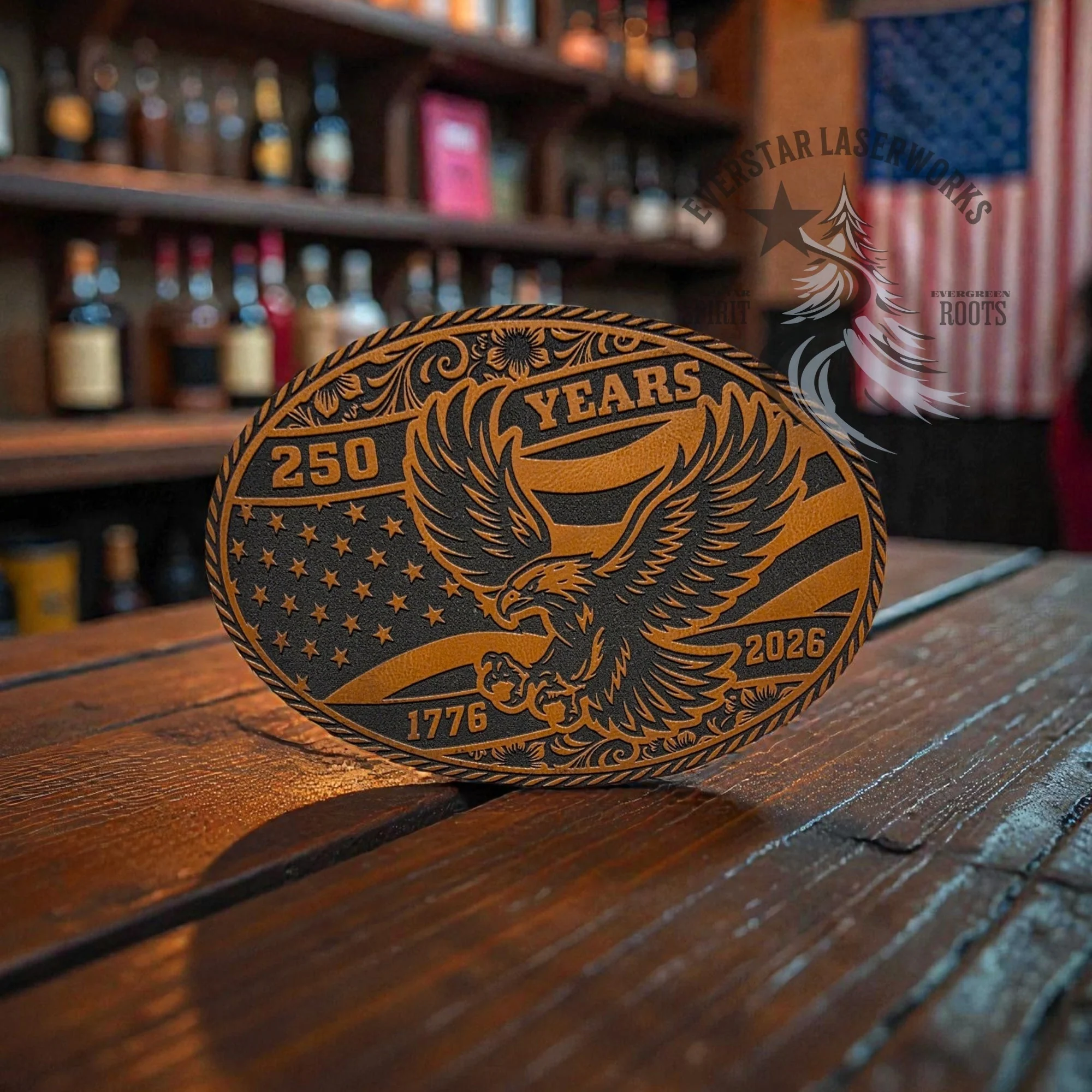 250 Years American Eagle Buckle-Style Leather Patch