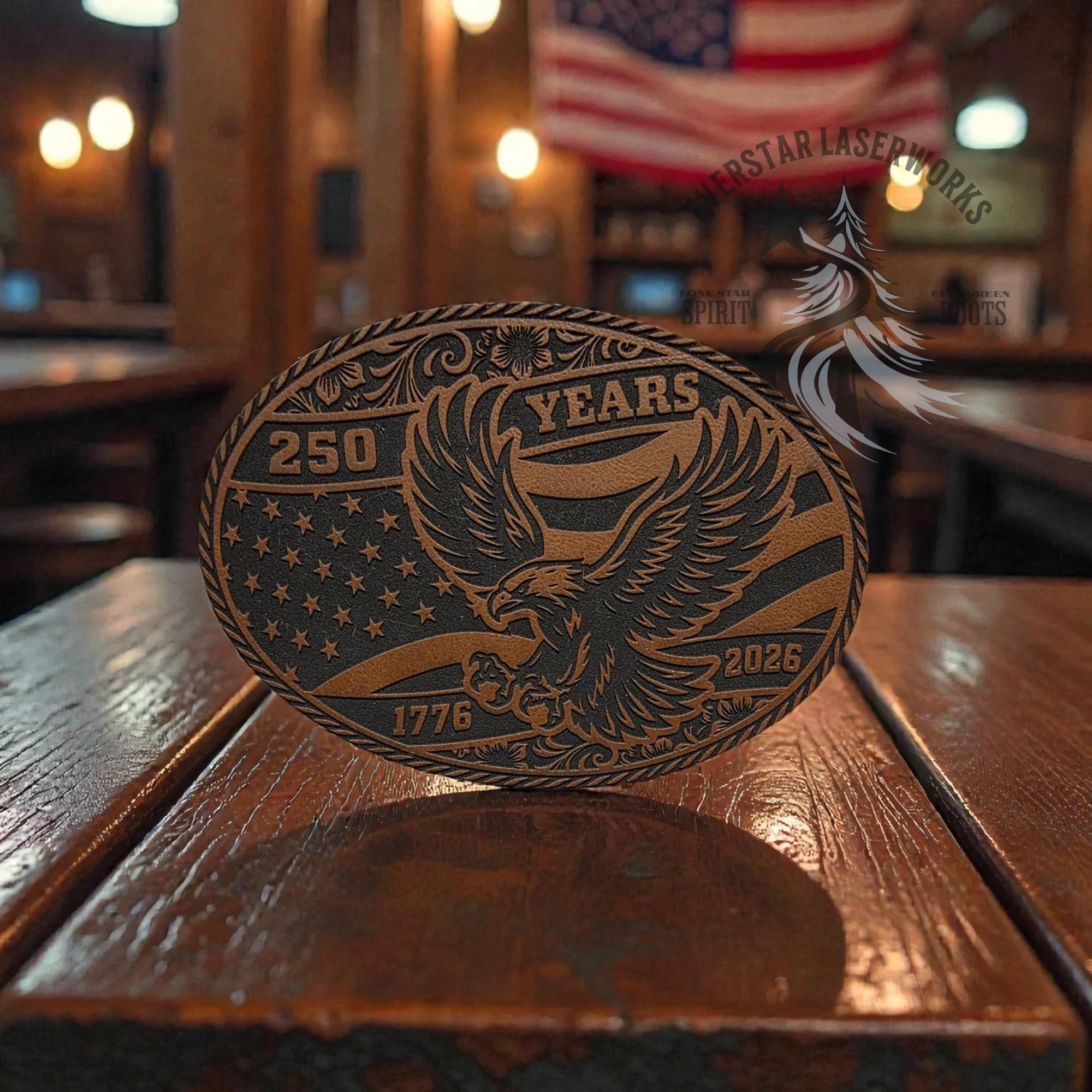 250 Years American Eagle Buckle-Style Leather Patch - Image 2