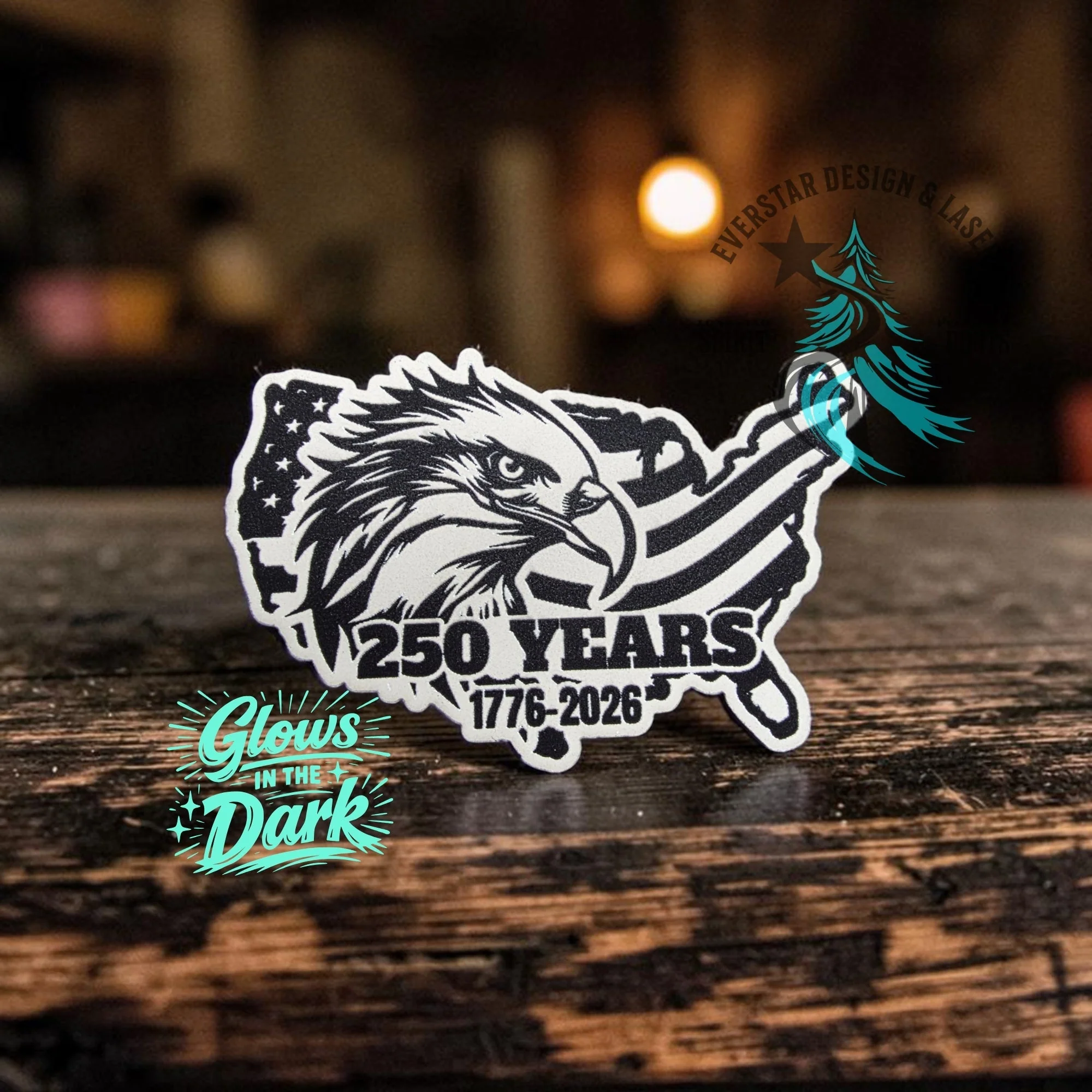 250 Years Eagle USA Leather Patch Glow in the Dark - Image 2