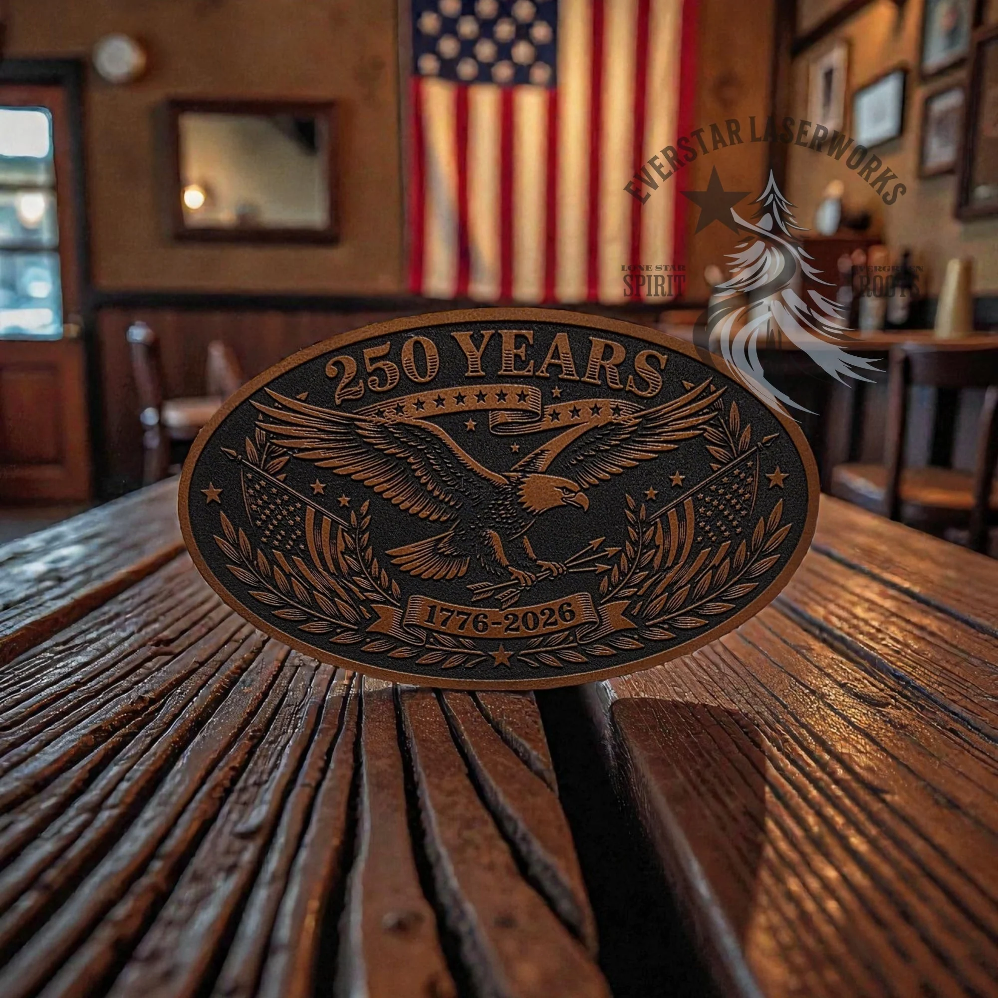 250 Years Freedom Eagle Wide Oval Leather Patch - Image 2