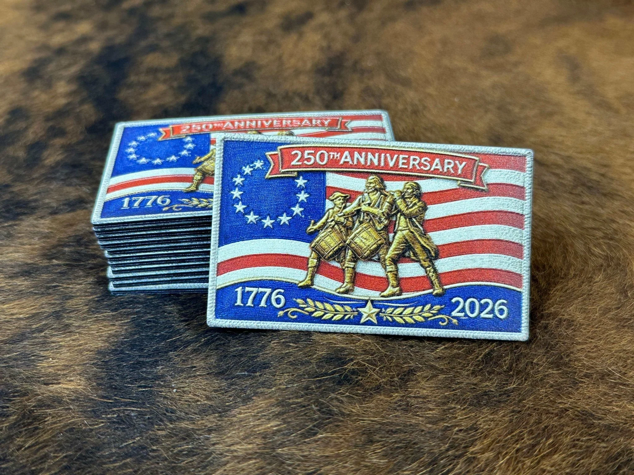 250th Anniversary UV Printed Leatherette Hat Patch – 1776–2026 America Birthday Patch – Patriotic Trucker Hat Patch – USA 250th Celebration