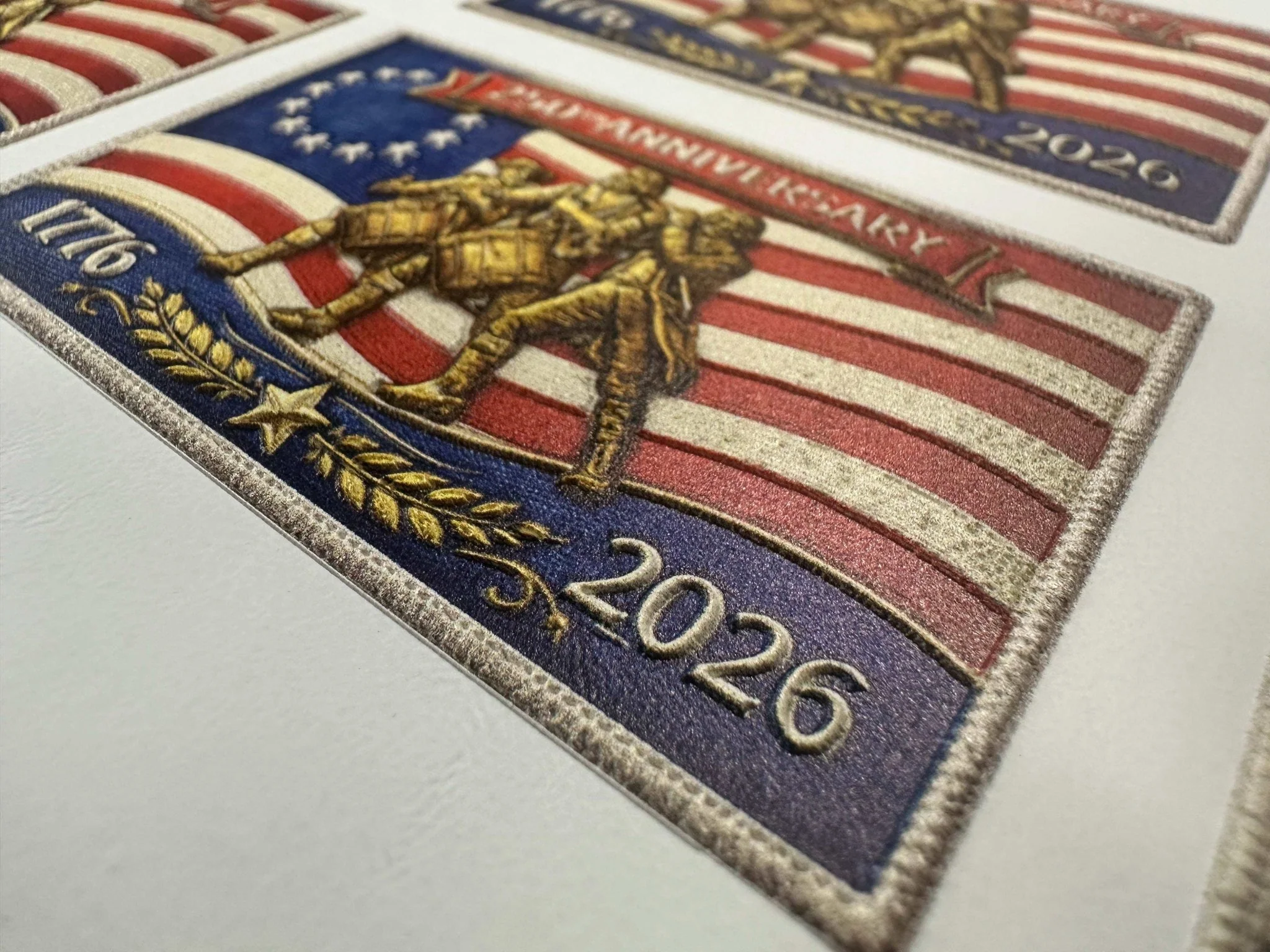 250th Anniversary UV Printed Leatherette Hat Patch – 1776–2026 America Birthday Patch – Patriotic Trucker Hat Patch – USA 250th Celebration - Image 4