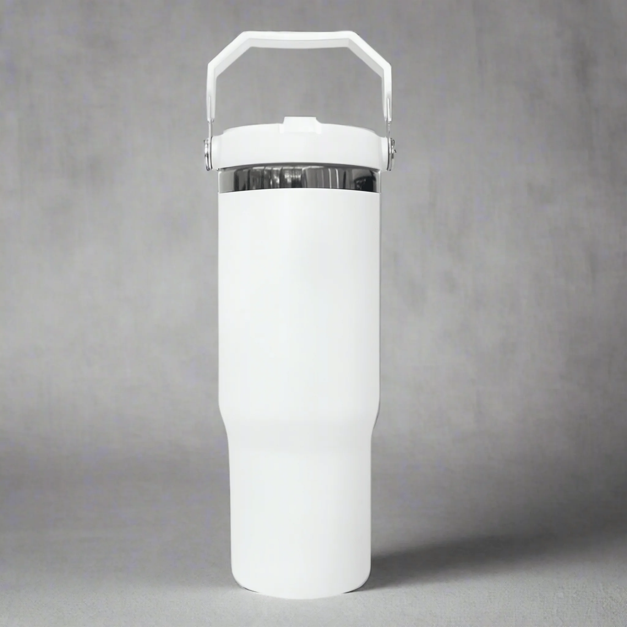 30oz Black Plated Flip Tumbler - White