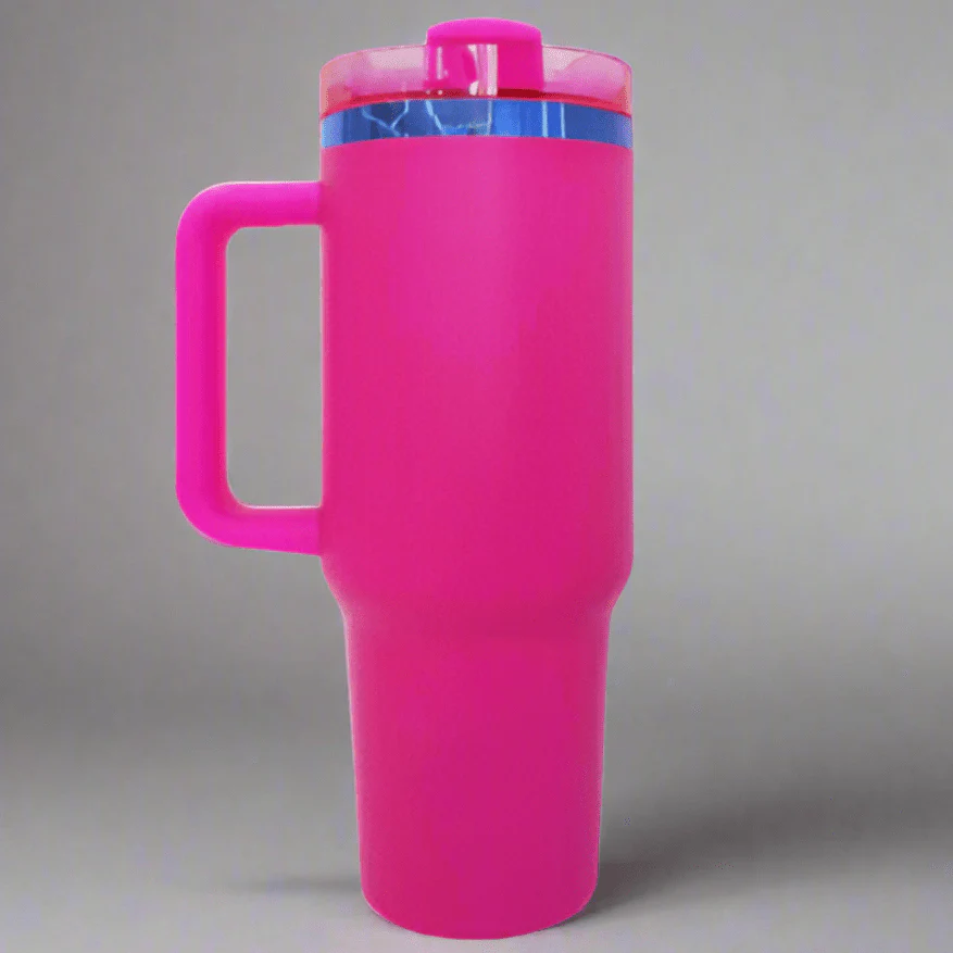 40oz Blue Plated Tumbler - Hot Pink