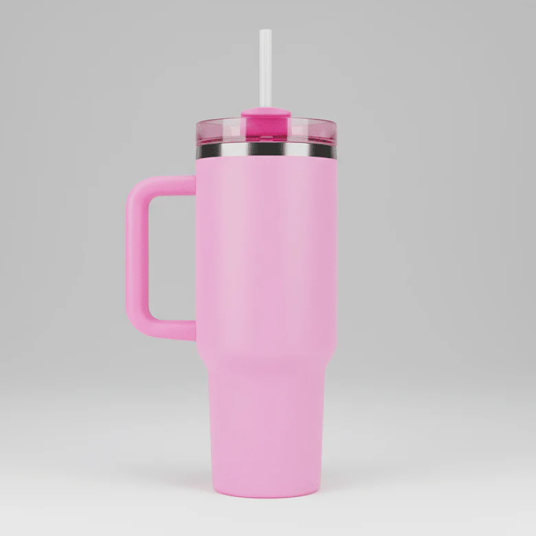 40oz Mirror Black Plated Tumbler -Bubble Gum
