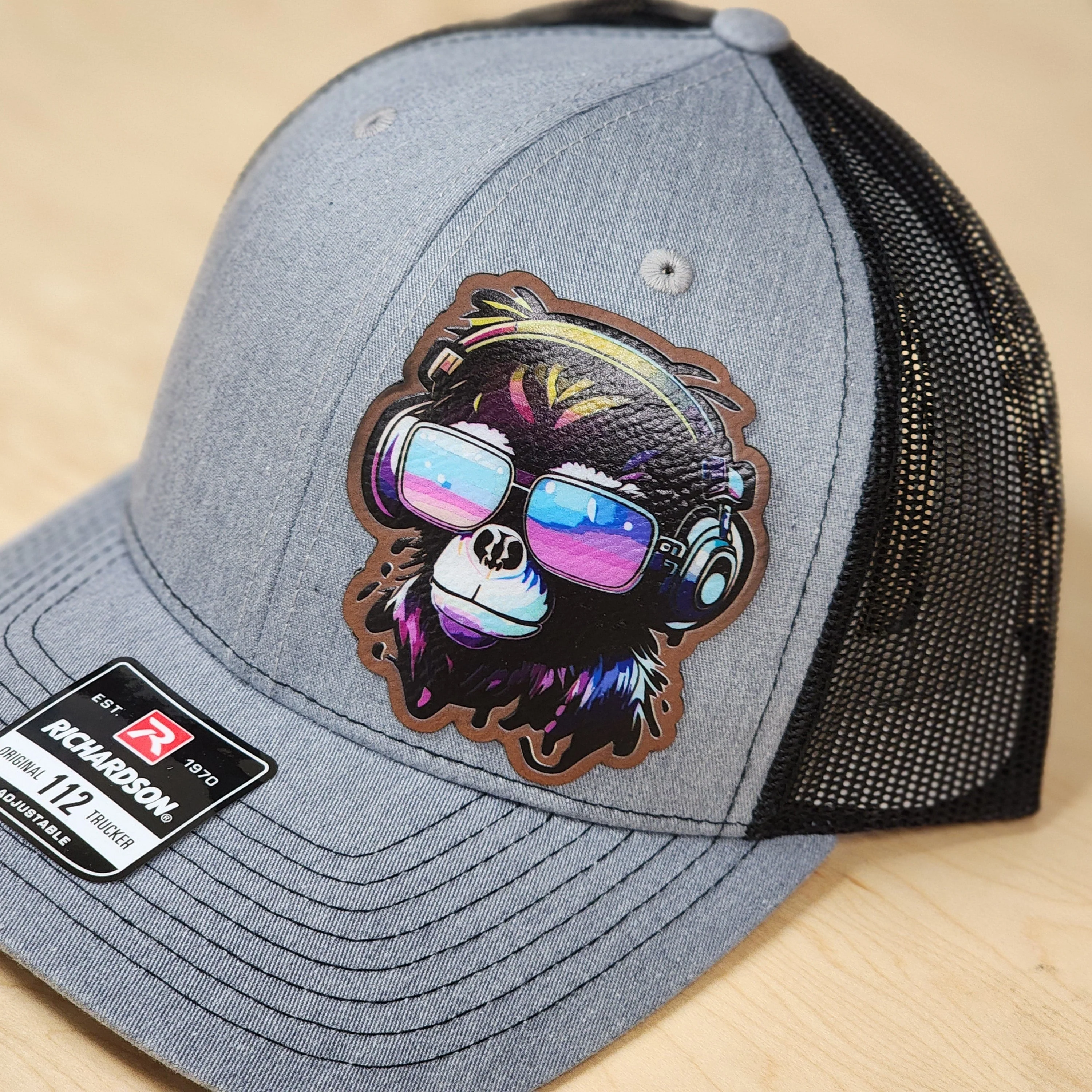 80s Monkey UV Printed Leatherette Hat Patch - MR01 - Image 2