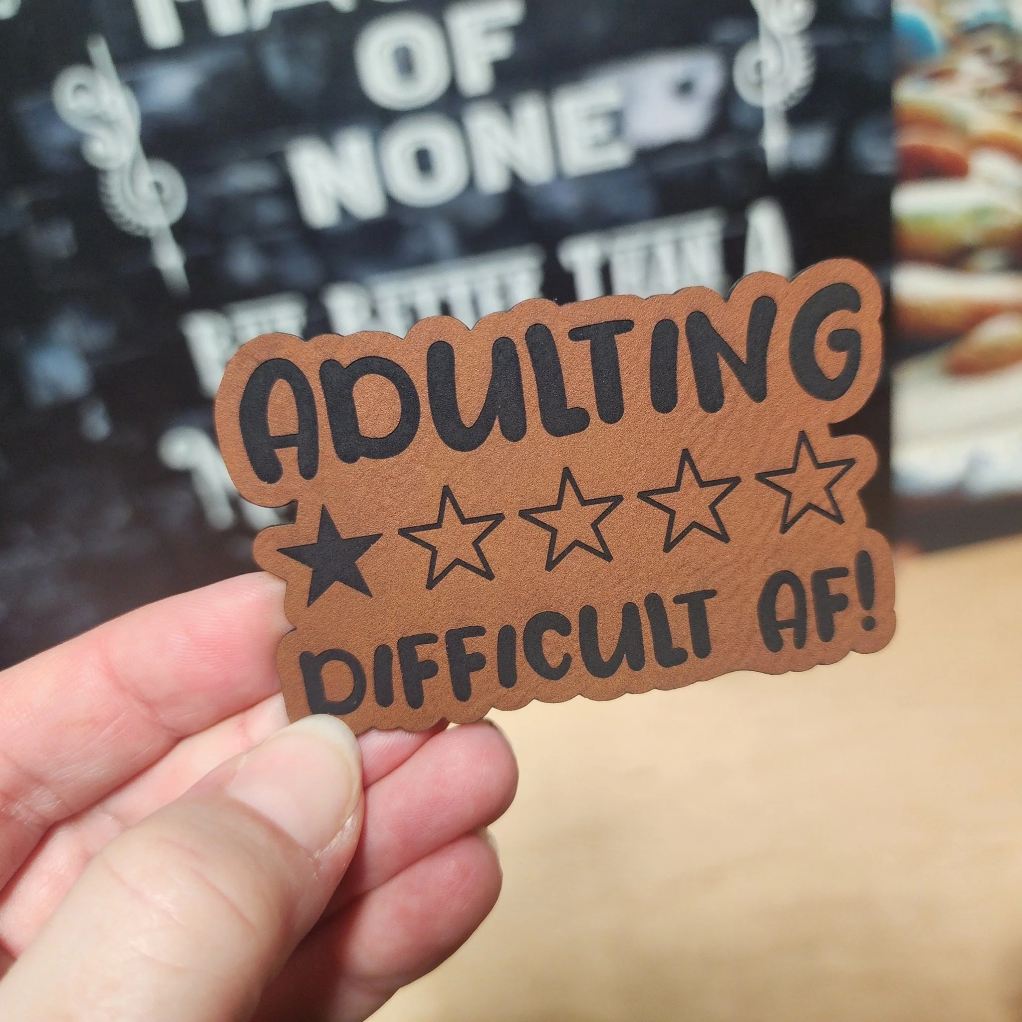Adulting is Hard AF! Engraved Leatherette Hat Patch - MR01 (Choose Your Color) - Image 2