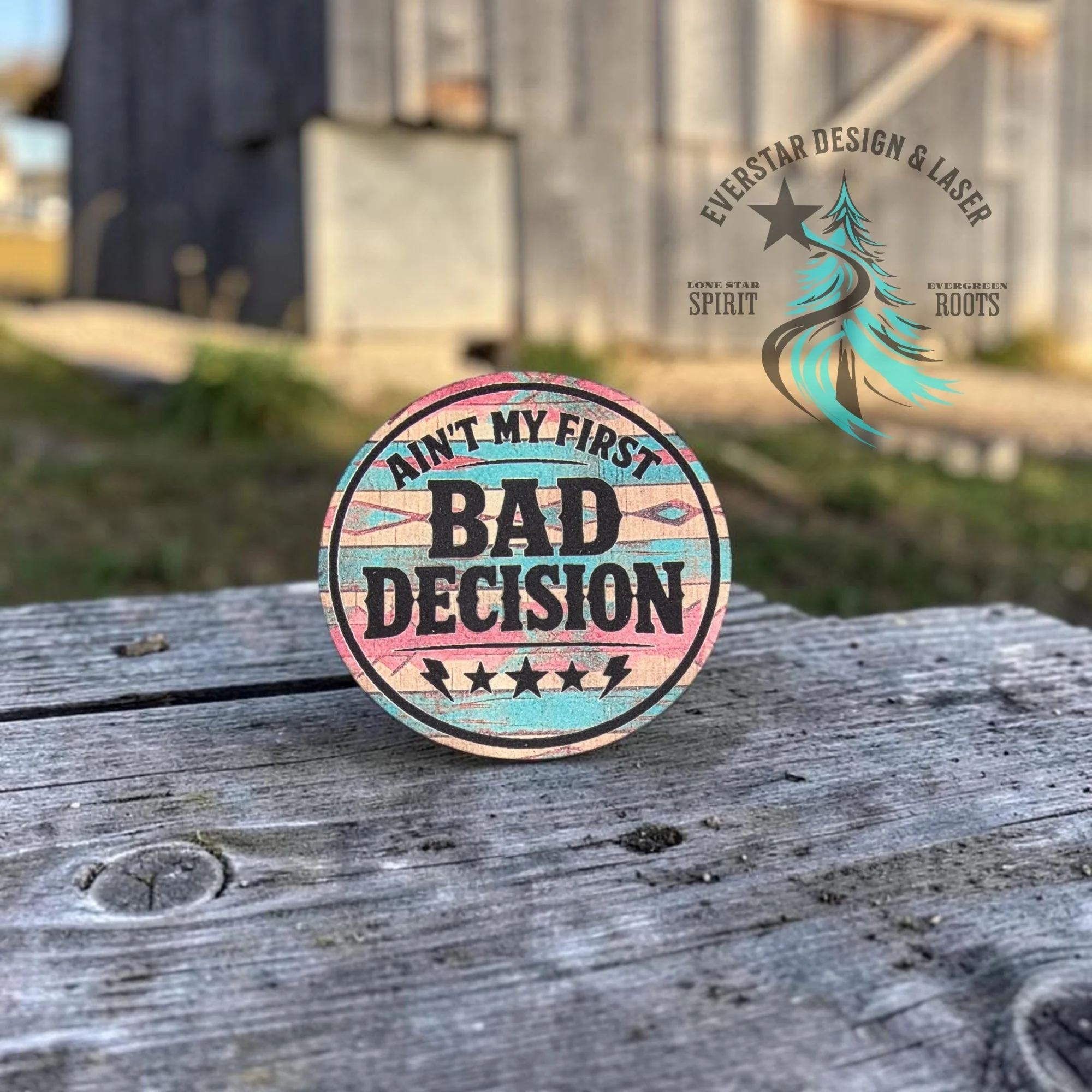 Ain’t My First Bad Decision UV Printed Retro Rodeo Patch - Image 2