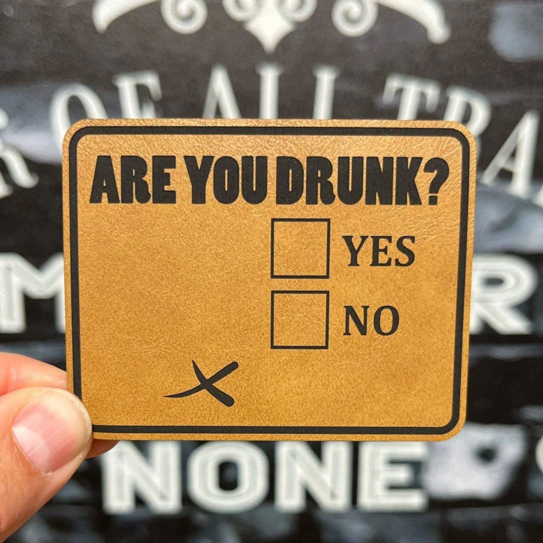 Alcohol Awareness Checkbox Engraved Leatherette Hat Patch - MR01