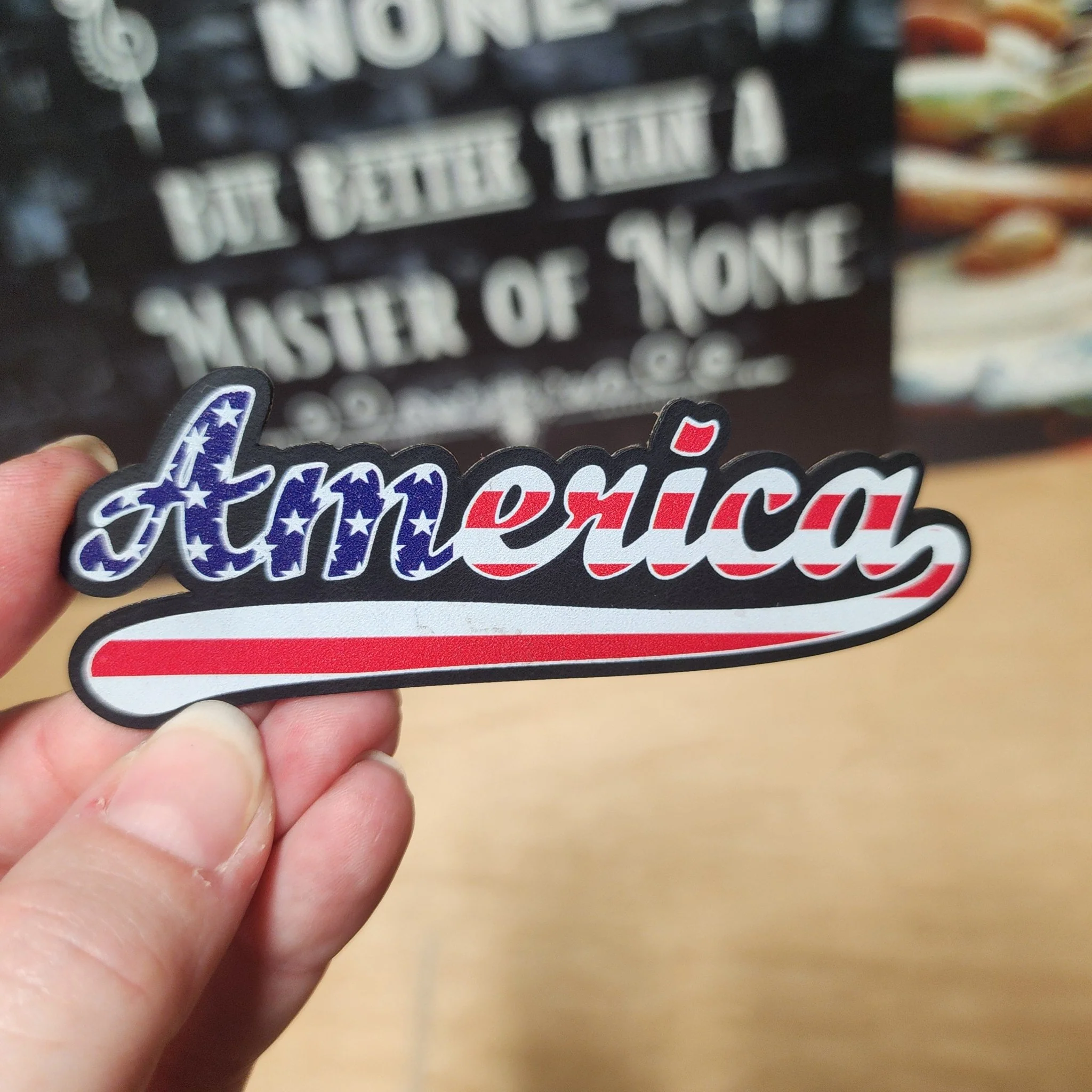 American Flag Words UV Printed Leatherette Hat Patch - MR01
