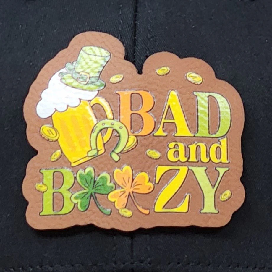 Bad and Boozy UV Printed Leatherette Hat Patch - MR01