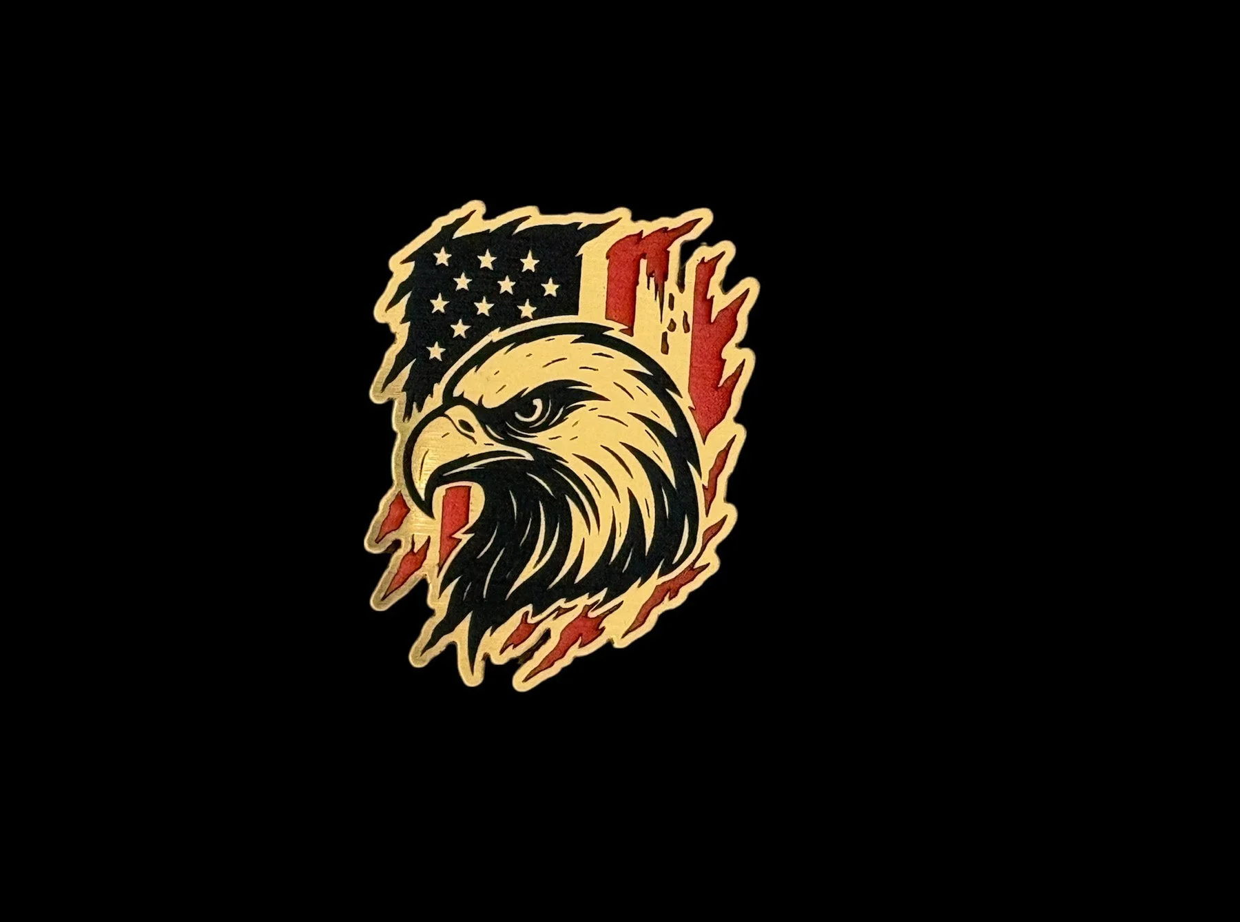 Bald Eagle on American Flag Acrylic Hat Patch - 2 Colors Available - Image 3