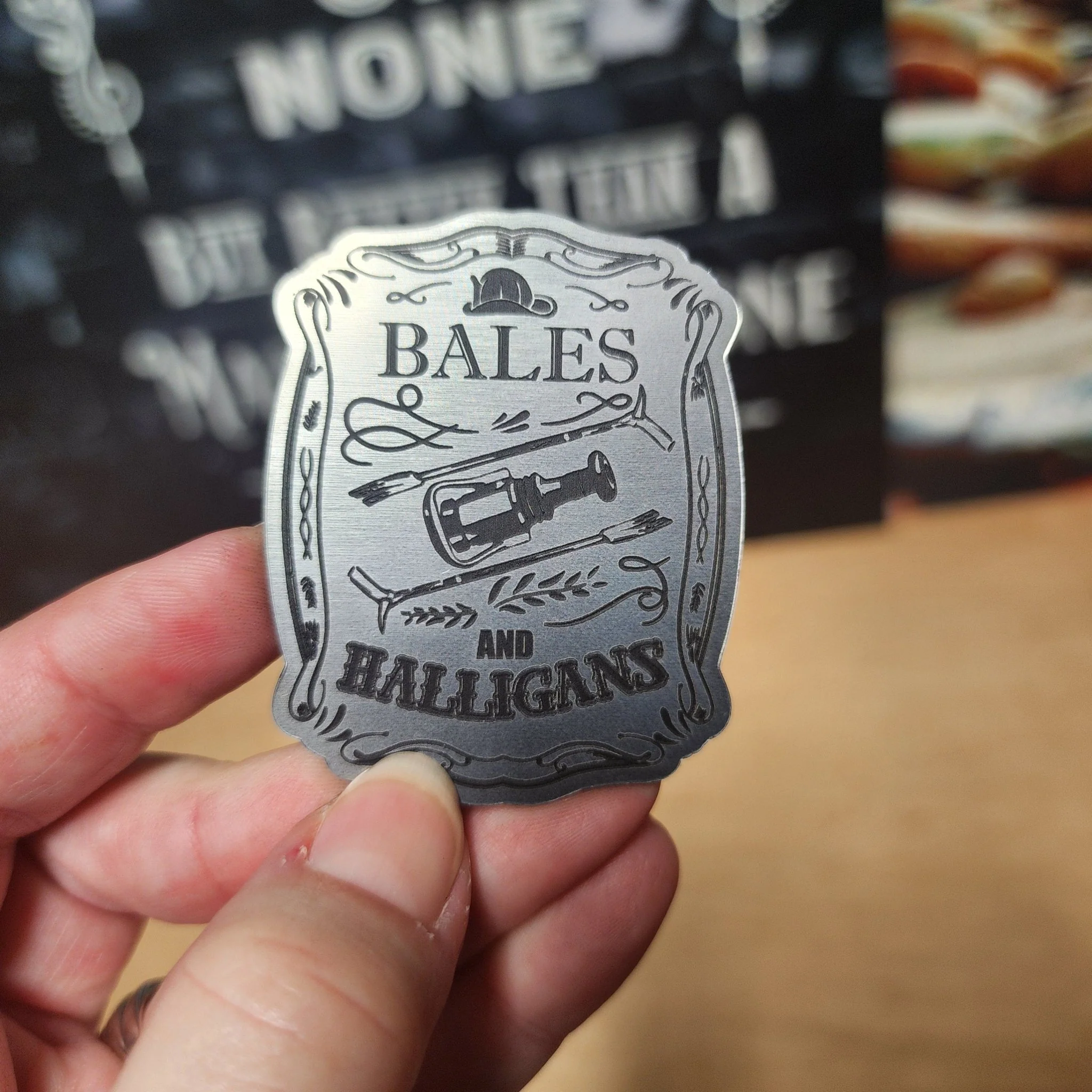 Bales and Halligans Firefighter Engraved Acrylic Hat Patch - MR01