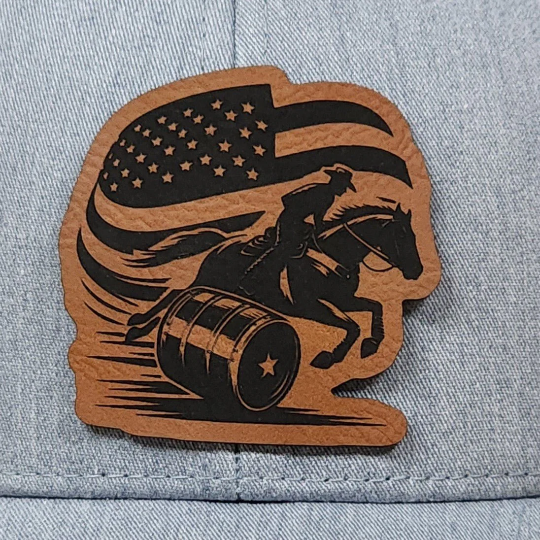 Barrel Rider Engraved Leatherette Hat Patch - MR01