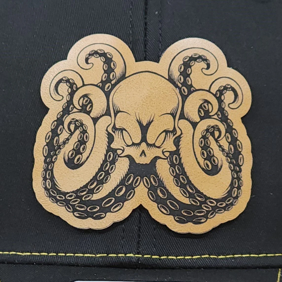 Beach Kraken Engraved Leatherette Hat Patch - MR01