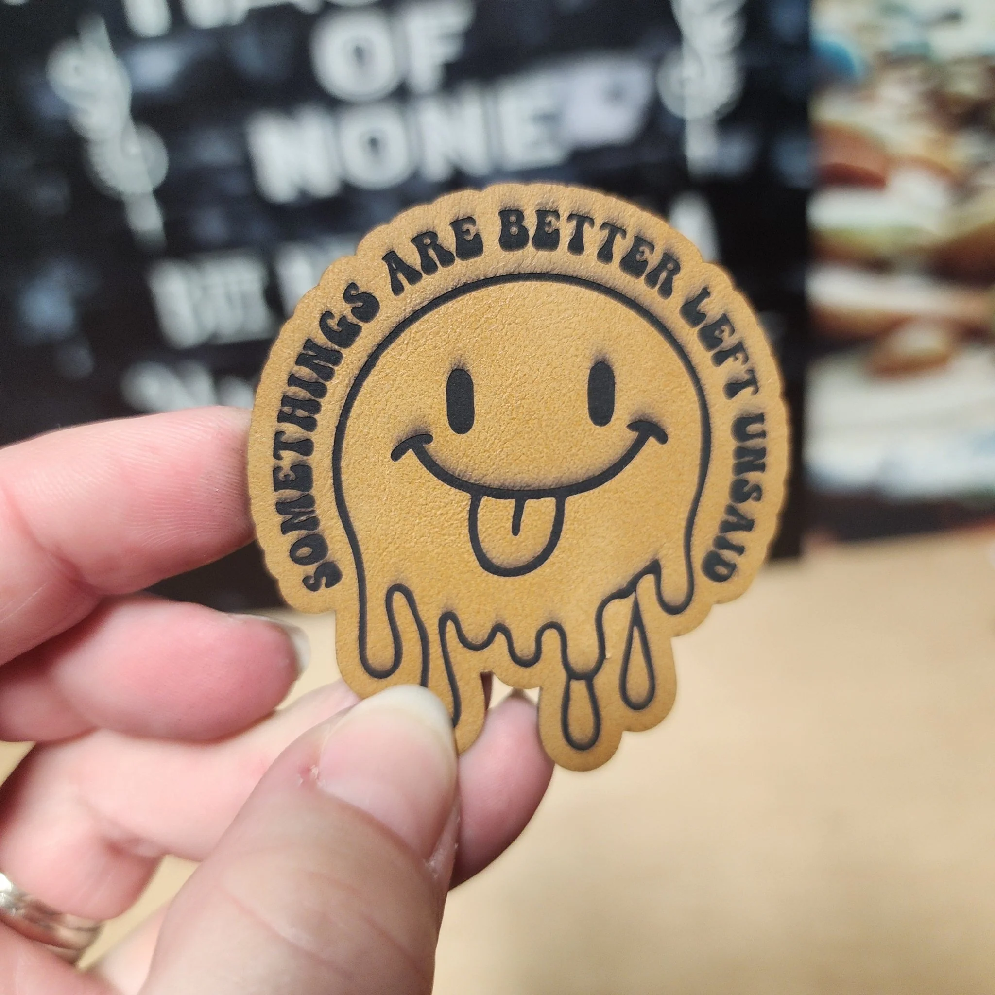 Better Left Unsaid (Saddle Tan) Engraved Leatherette Hat Patch - MR01