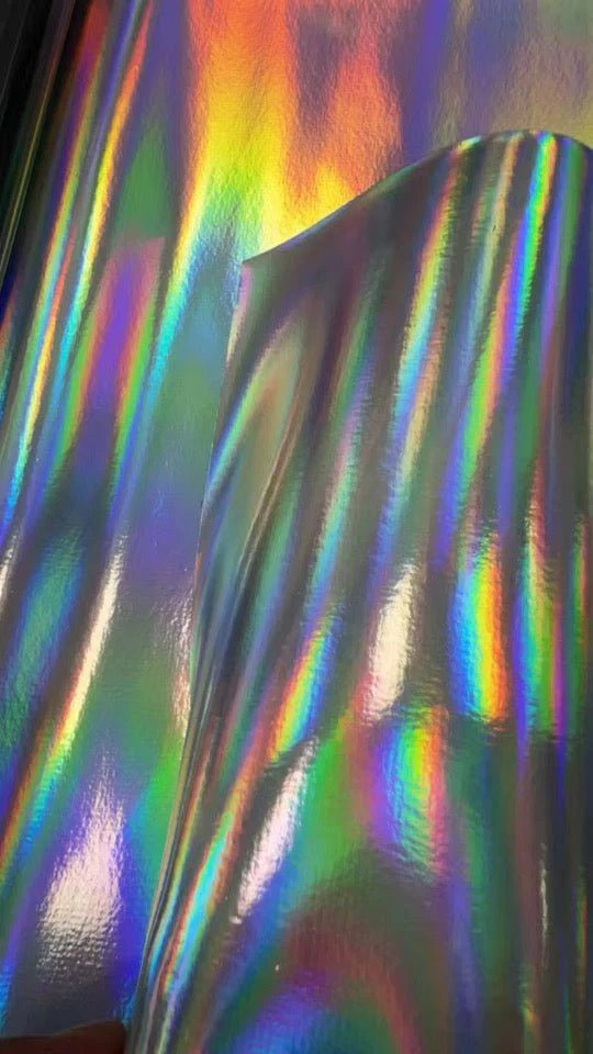 BLEMISHED SHINY Holographic Silver / Black Durra-Bull Premium Leatherette® Sheets (12x24) - Image 3