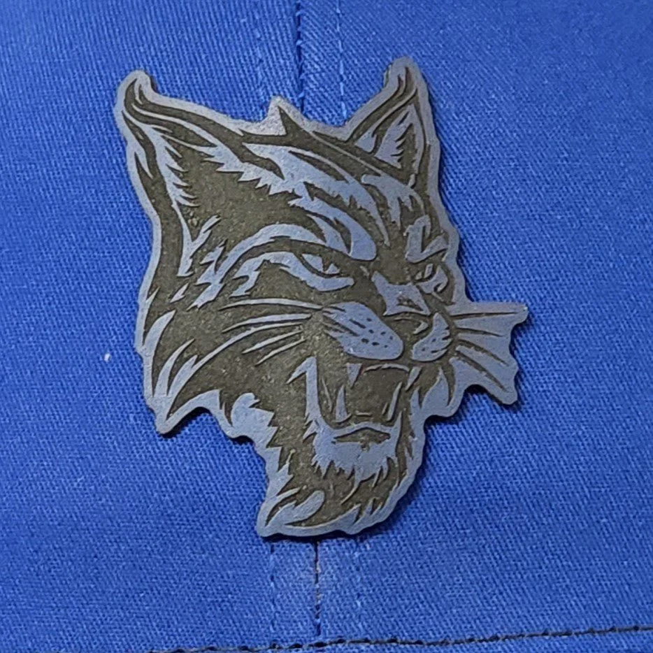 Blue Wildcat Engraved Leatherette Hat Patch - MR01