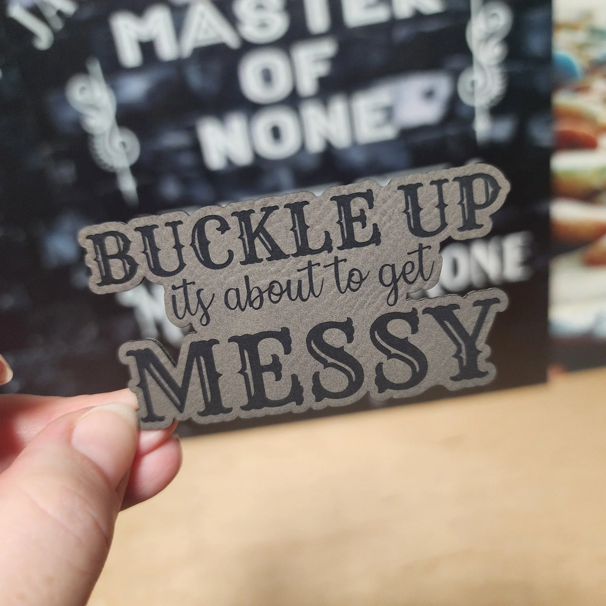 Buckle Up Engraved Leatherette Hat Patch - MR01 - Image 2