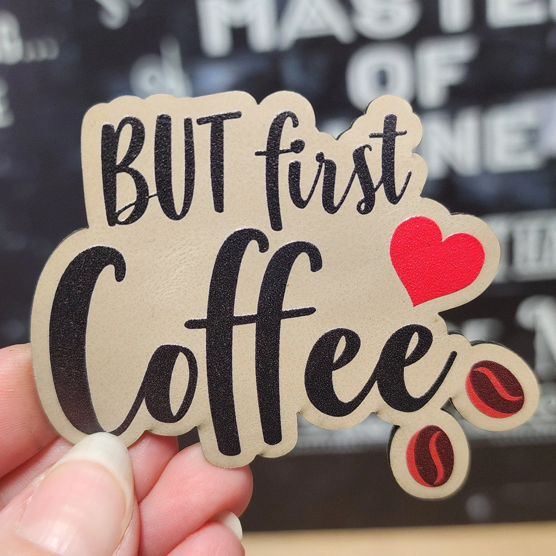 Buf First Coffee UV Printed Leatherette Hat Patch - MR01