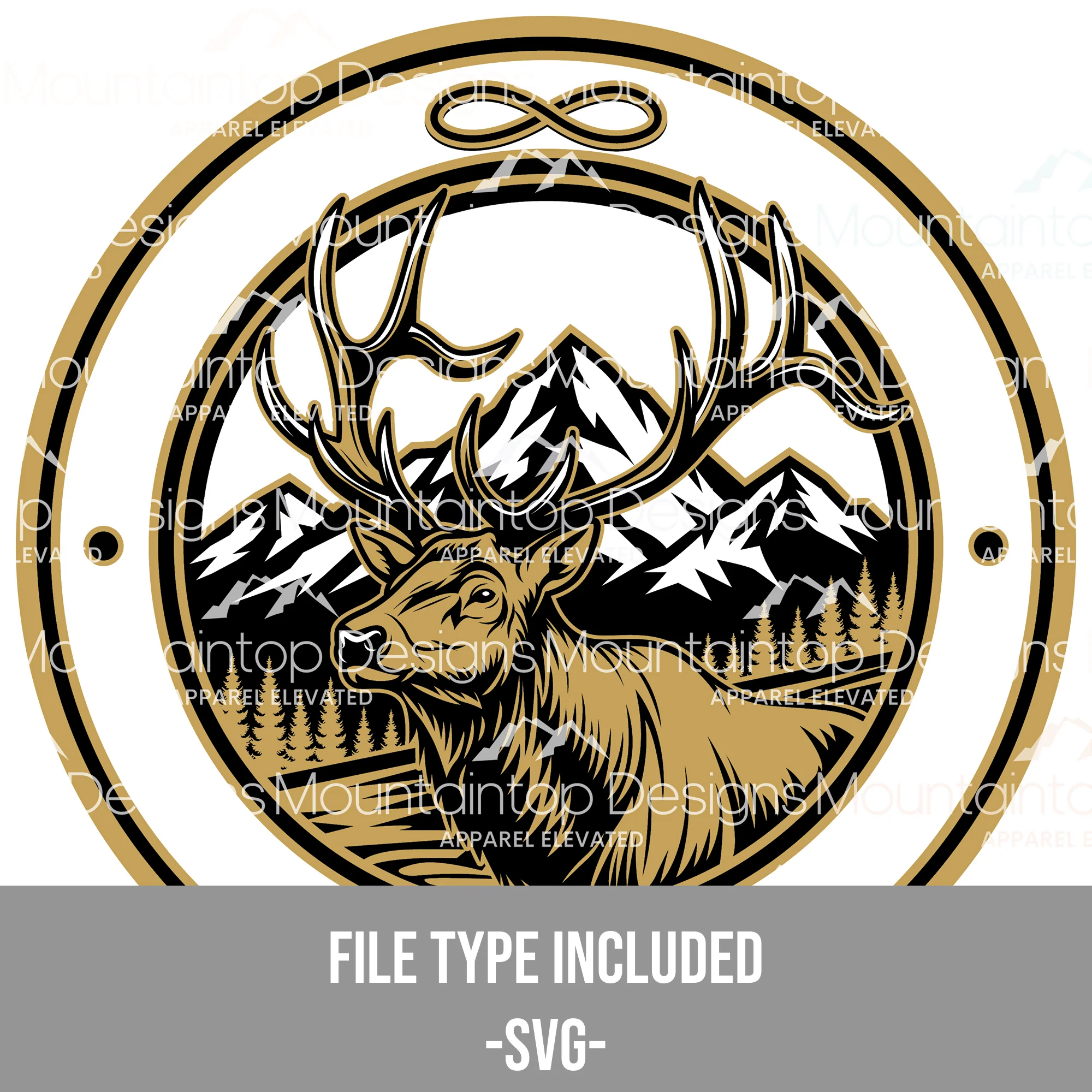 Bull Elk Circular – SVG Digital File for Tri-Layer Engraving