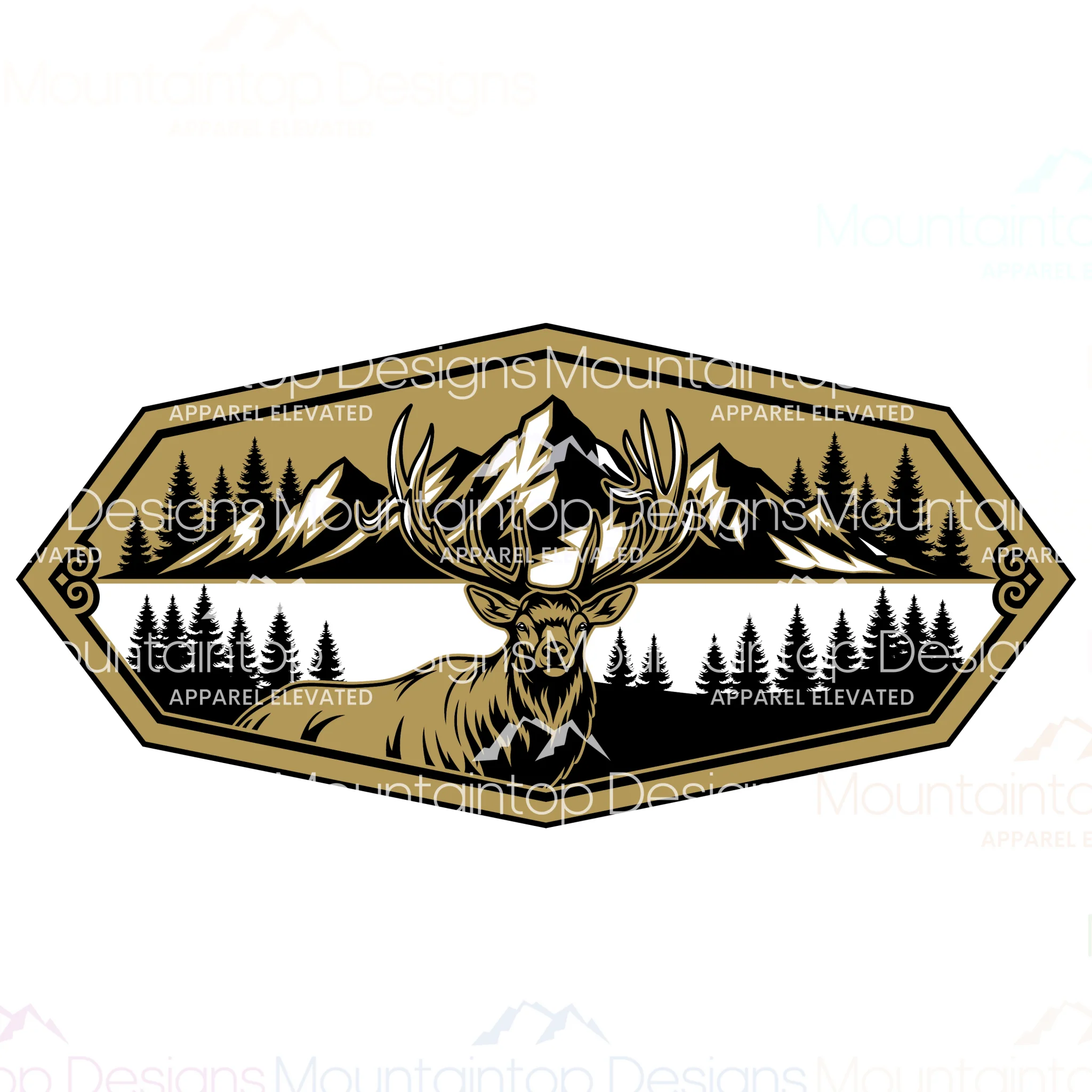 Bull Elk Hexagon – SVG Digital File for Tri-Layer Engraving - Image 2