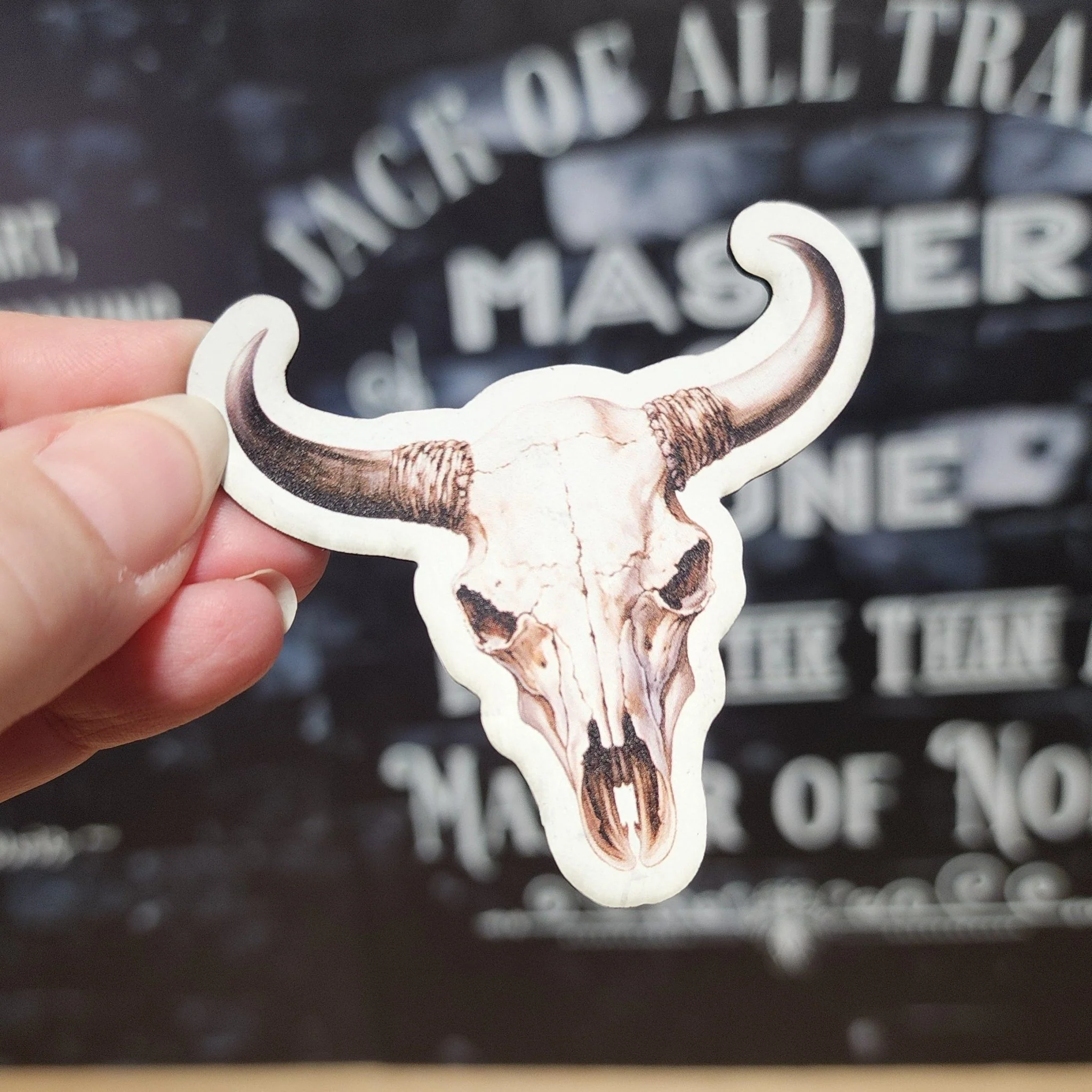 Bull Skull Design UV Printed Leatherette Hat Patch - MR01