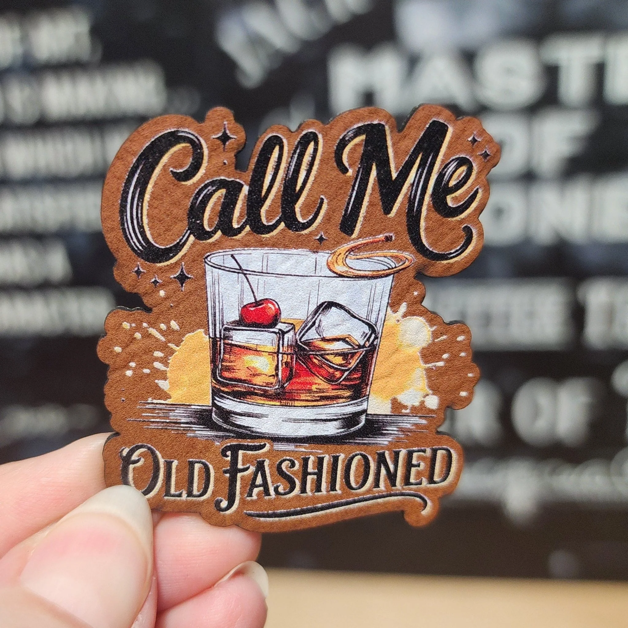Call Me Old Fashioned UV Printed Leatherette Hat Patch - MR01
