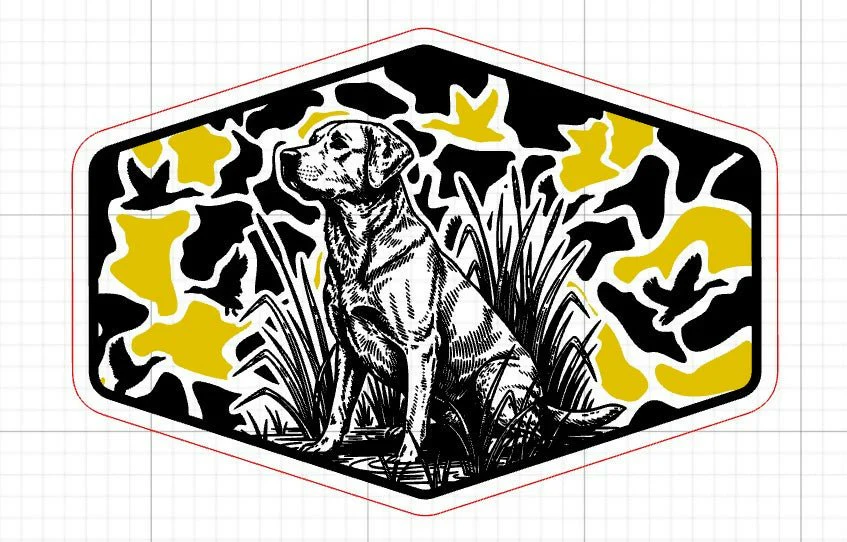 Camo Retriever Hunting Dog SVG - Laser Engraving File for Hat Patches - Image 2