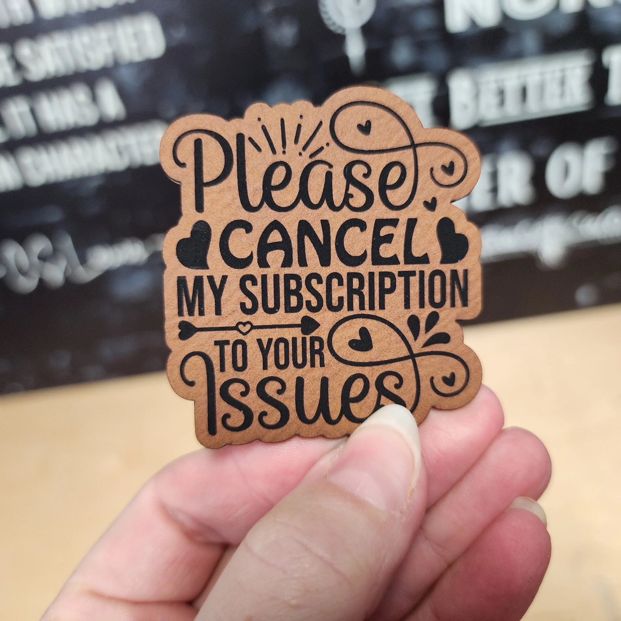 Cancel Subscription to Your Issues (Rawhide) Engraved Leatherette Hat Patch - MR01