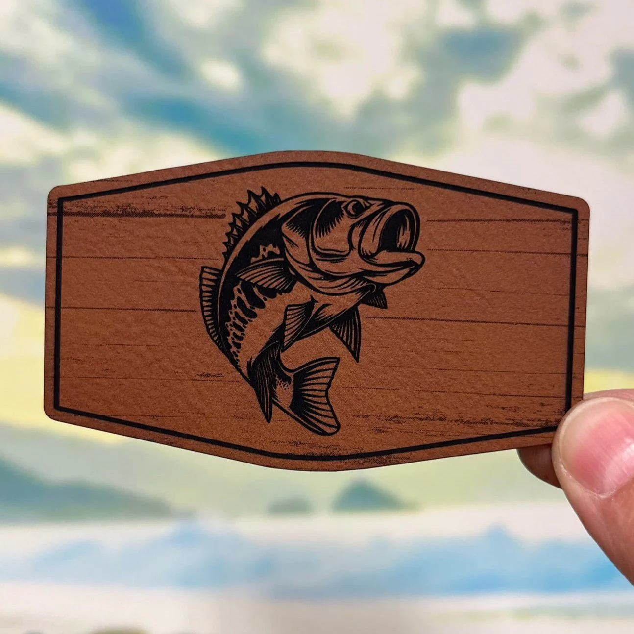 Catch of the Day Bass Engraved Leatherette Hat Patch - MR01