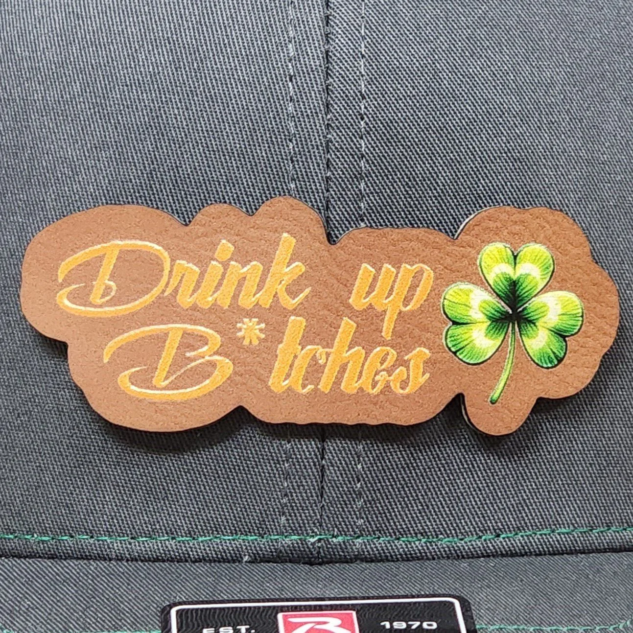 Cheers to St. Patrick's Day! UV Printed Leatherette Hat Patch - MR01