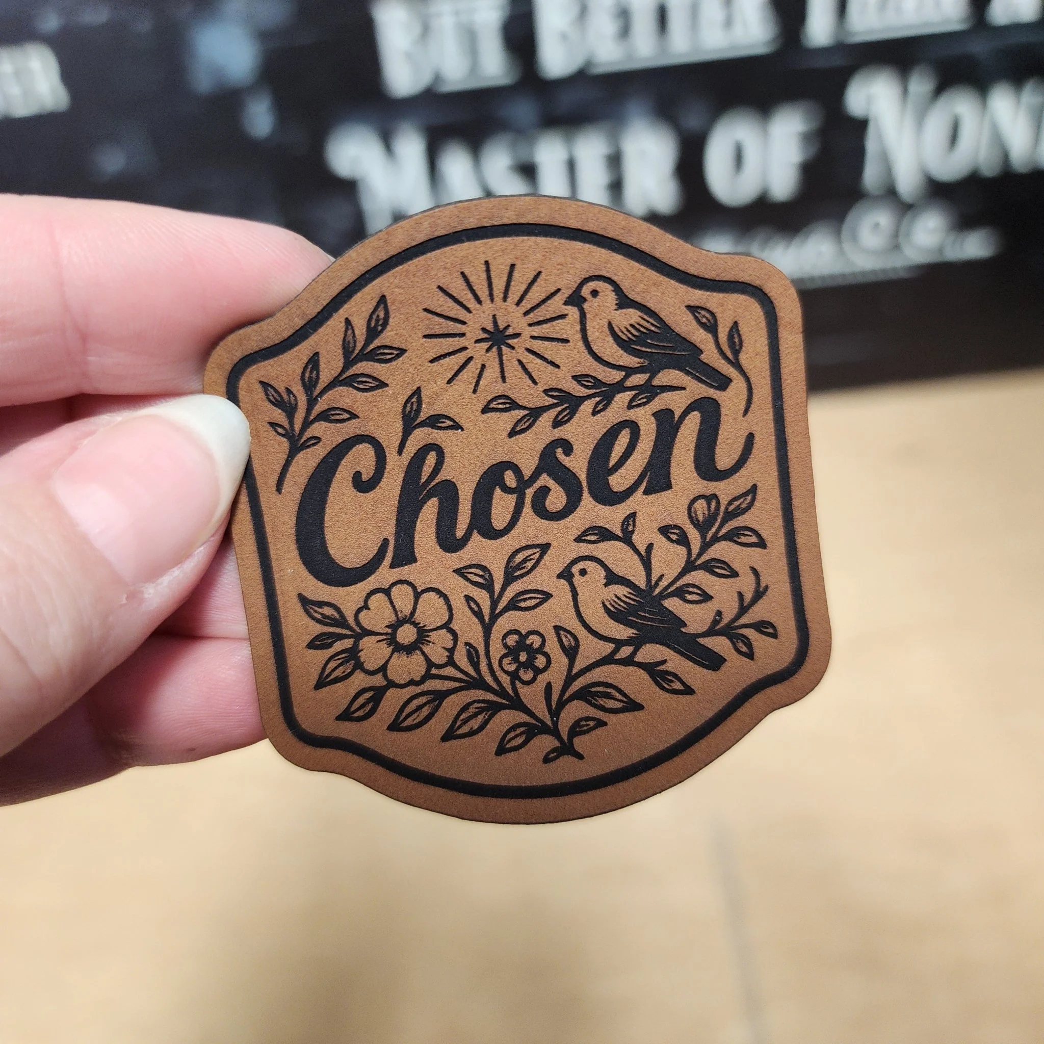 Chosen Religious (Rawhide) Engraved Leatherette Hat Patch - MR01