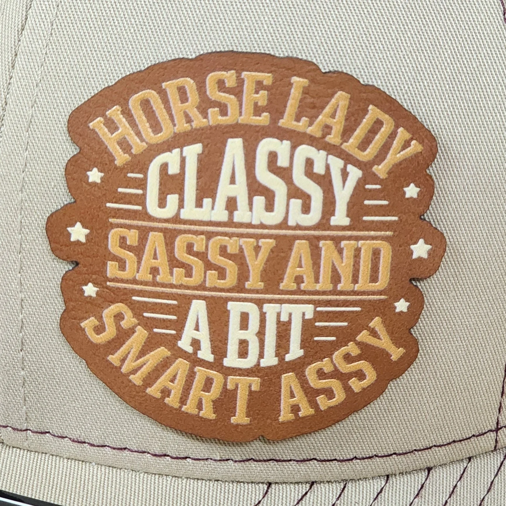 Classy and Sassy Horse Lady UV Printed Leatherette Hat Patch - MR01