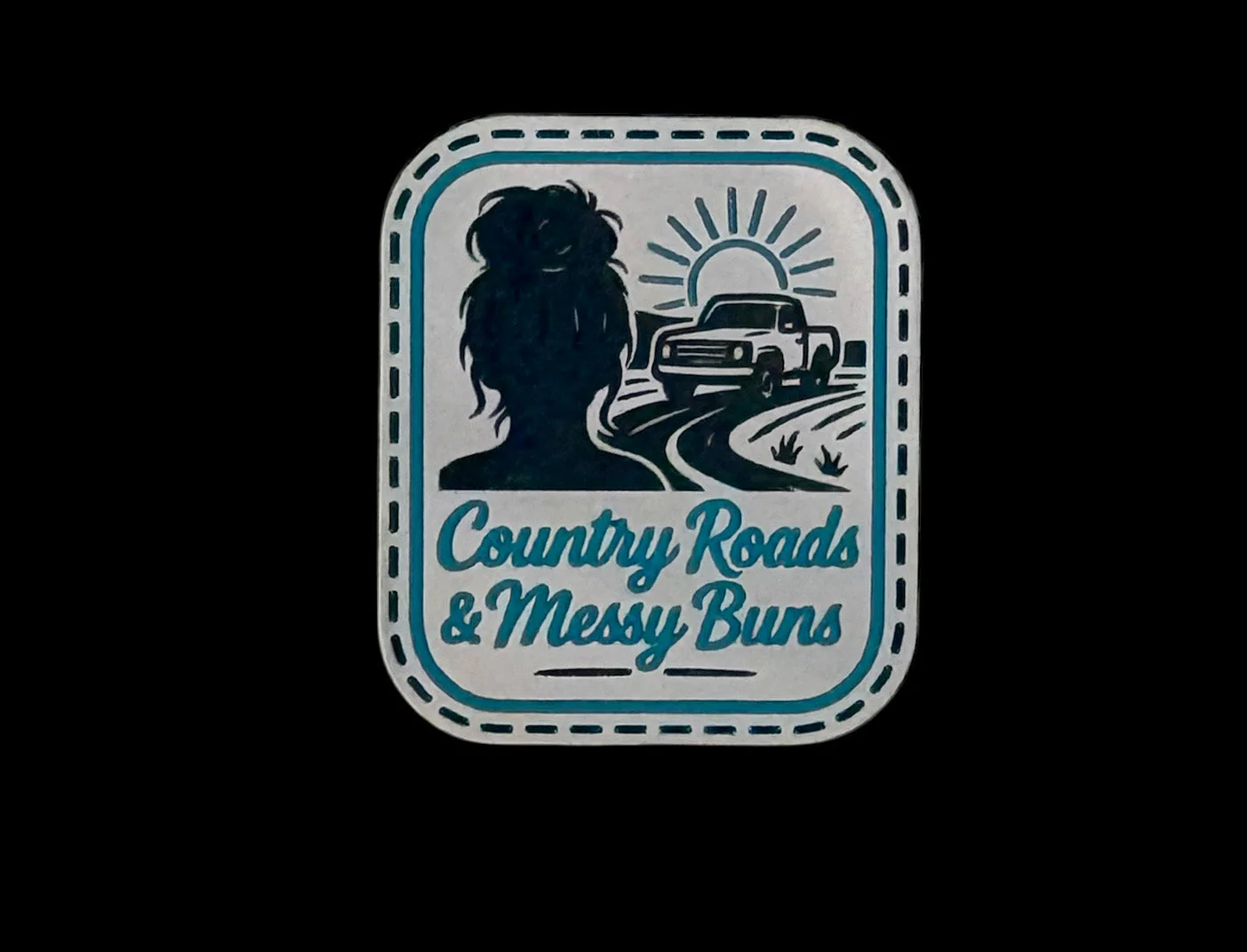 Country Roads and Messy Buns Acrylic Laser Engraved Hat Patch - Image 3