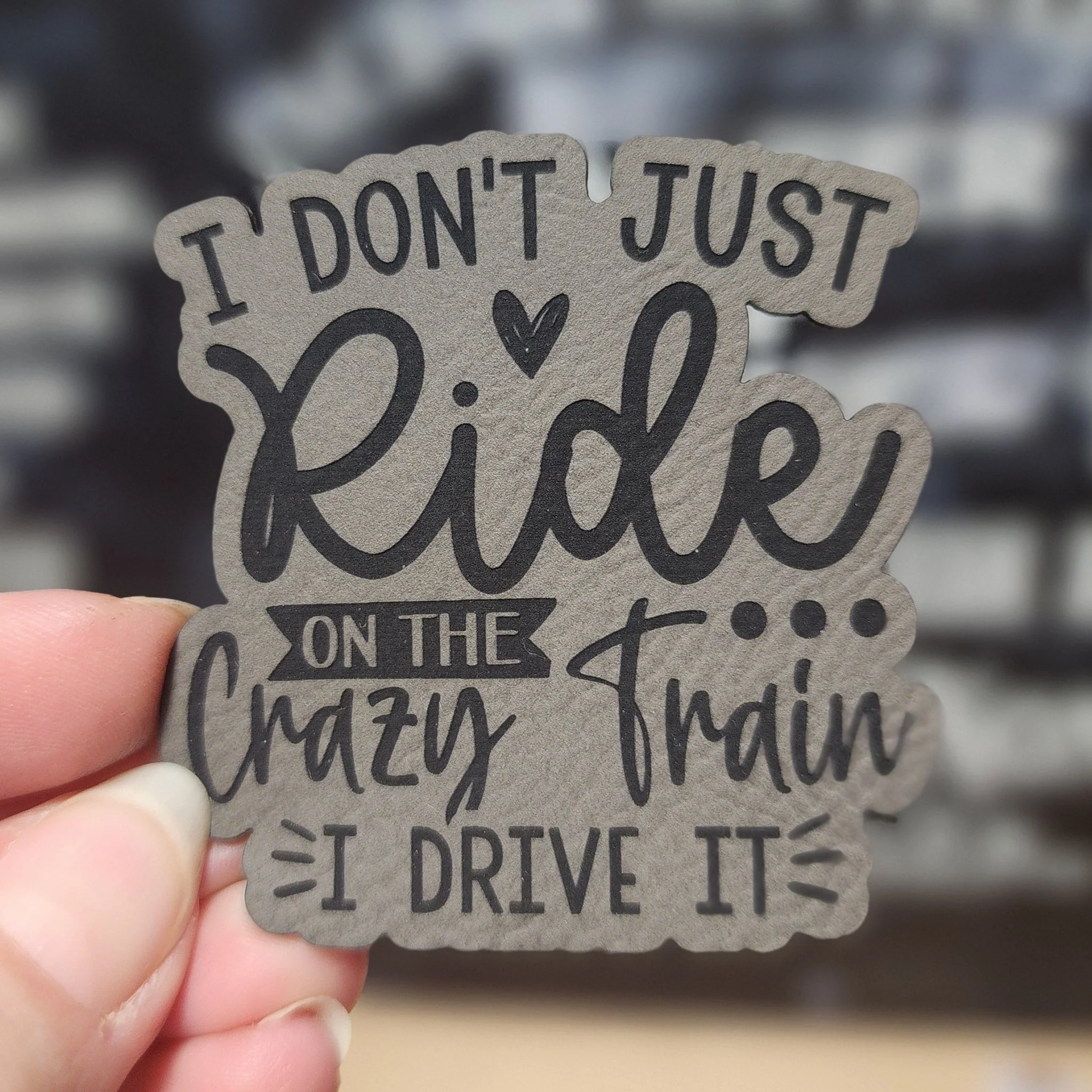 Crazy Train Drive Engraved Leatherette Hat Patch - MR01 - Image 2