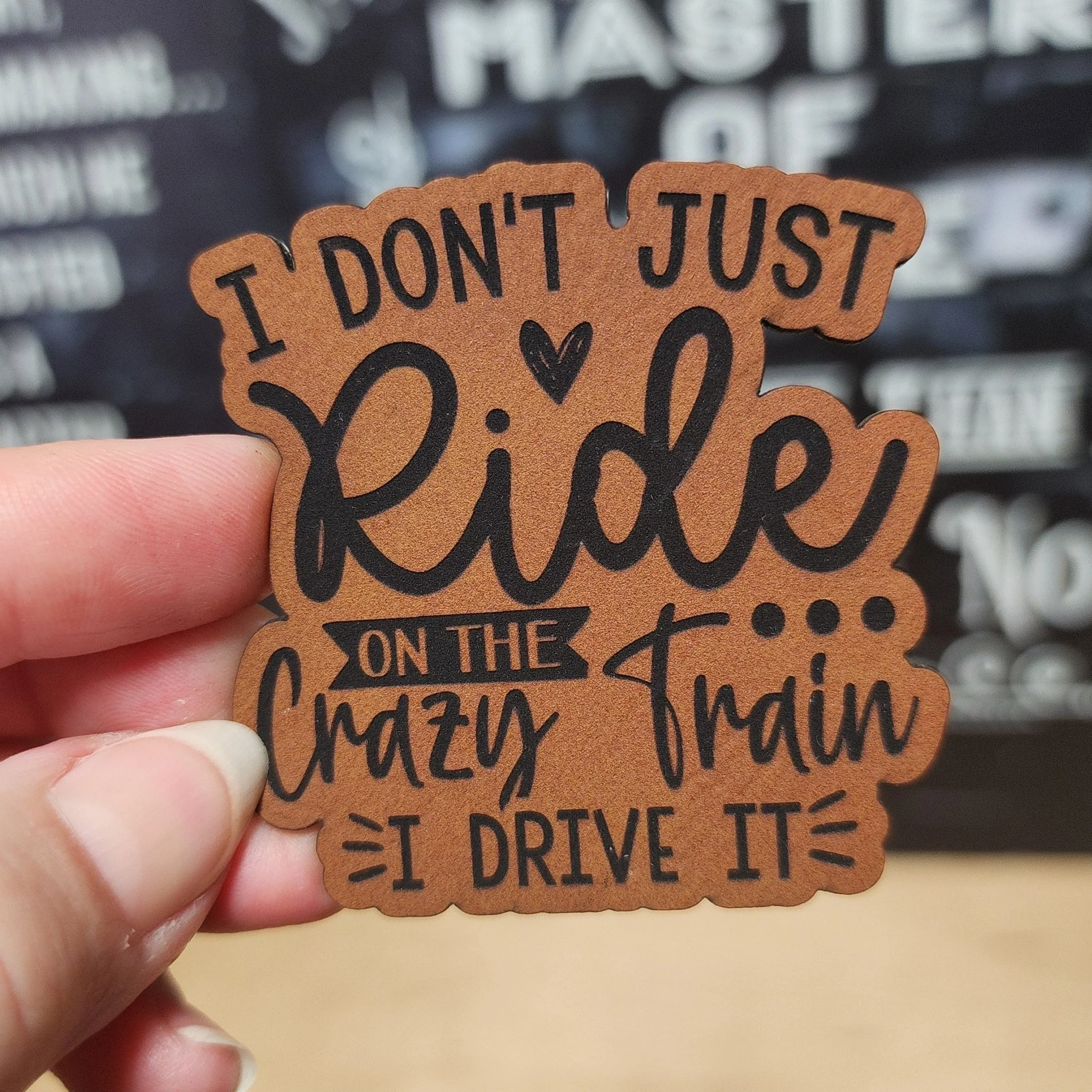 Crazy Train Drive Engraved Leatherette Hat Patch - MR01 - Image 3