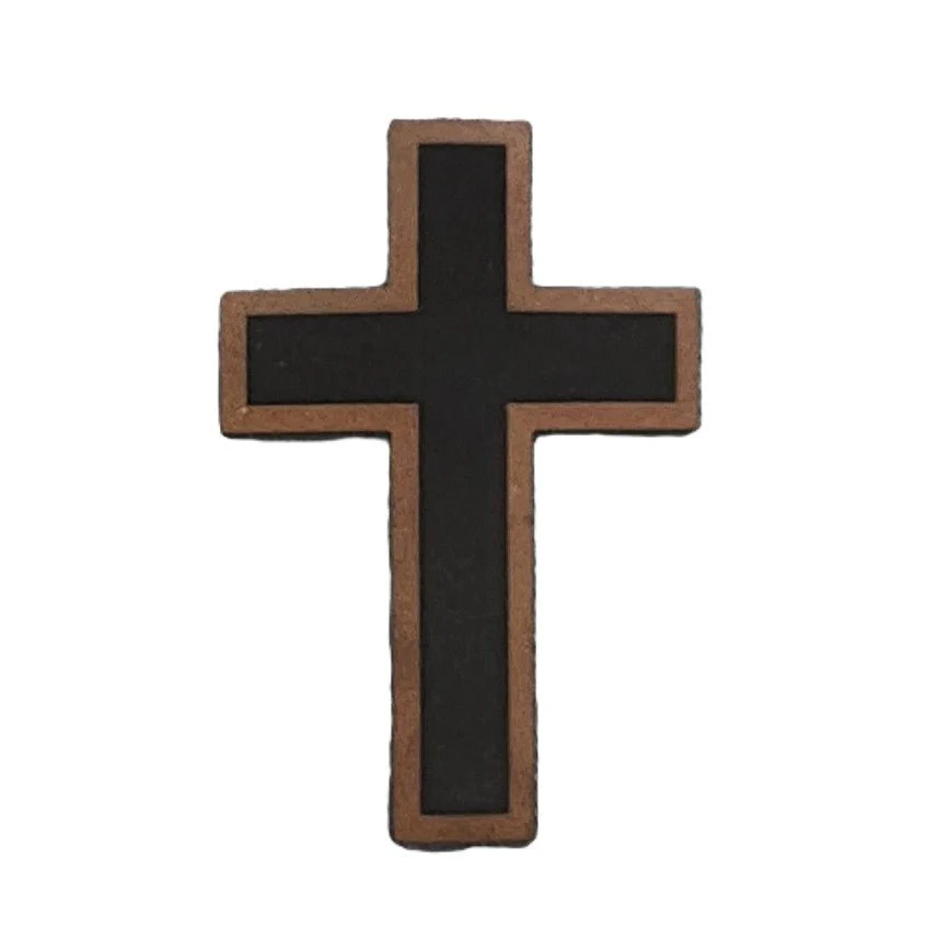 Cross Outline Engraved Leatherette Hat Patch - MR01 - Image 2