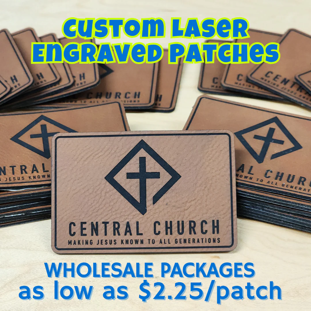 Custom Laser Engraved Leatherette Patches - Wholesale Packages - MR01