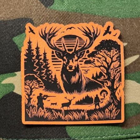 Deer Hunting Engraved Leatherette Hat Patch - MR01 - Image 2