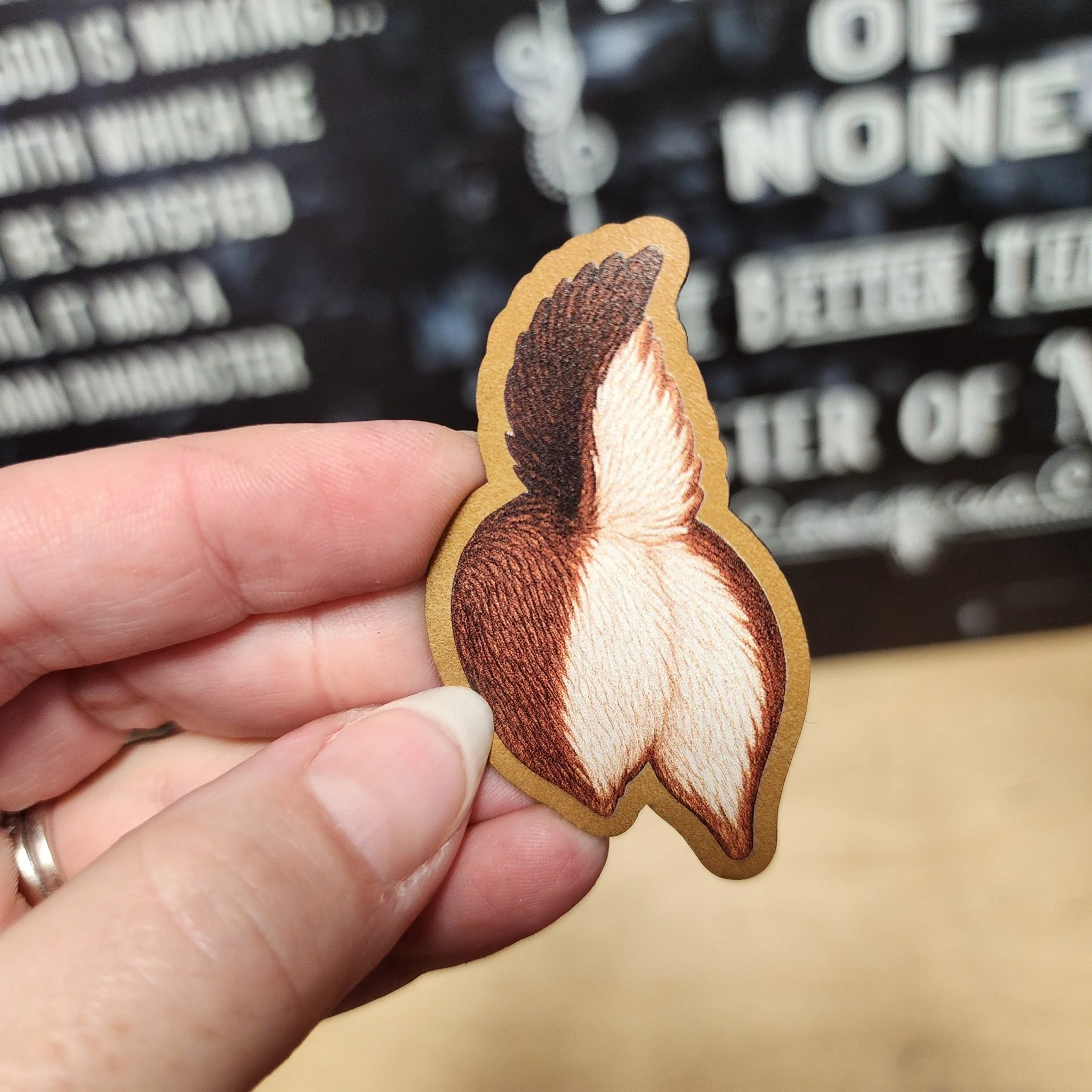 Deer Tail UV Printed Leatherette Hat Patch - MR01