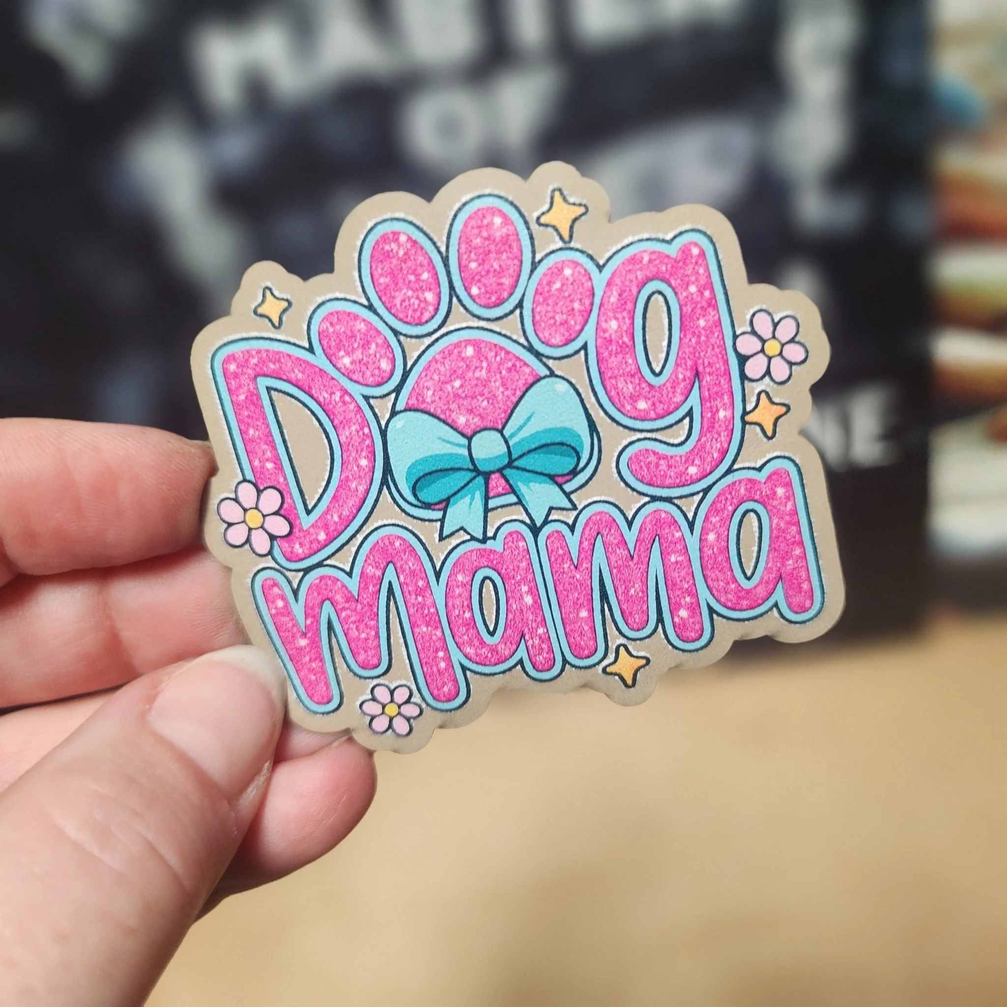 Dog Mama (Choose Your Color) UV Printed Leatherette Hat Patch - MR01 - Image 2