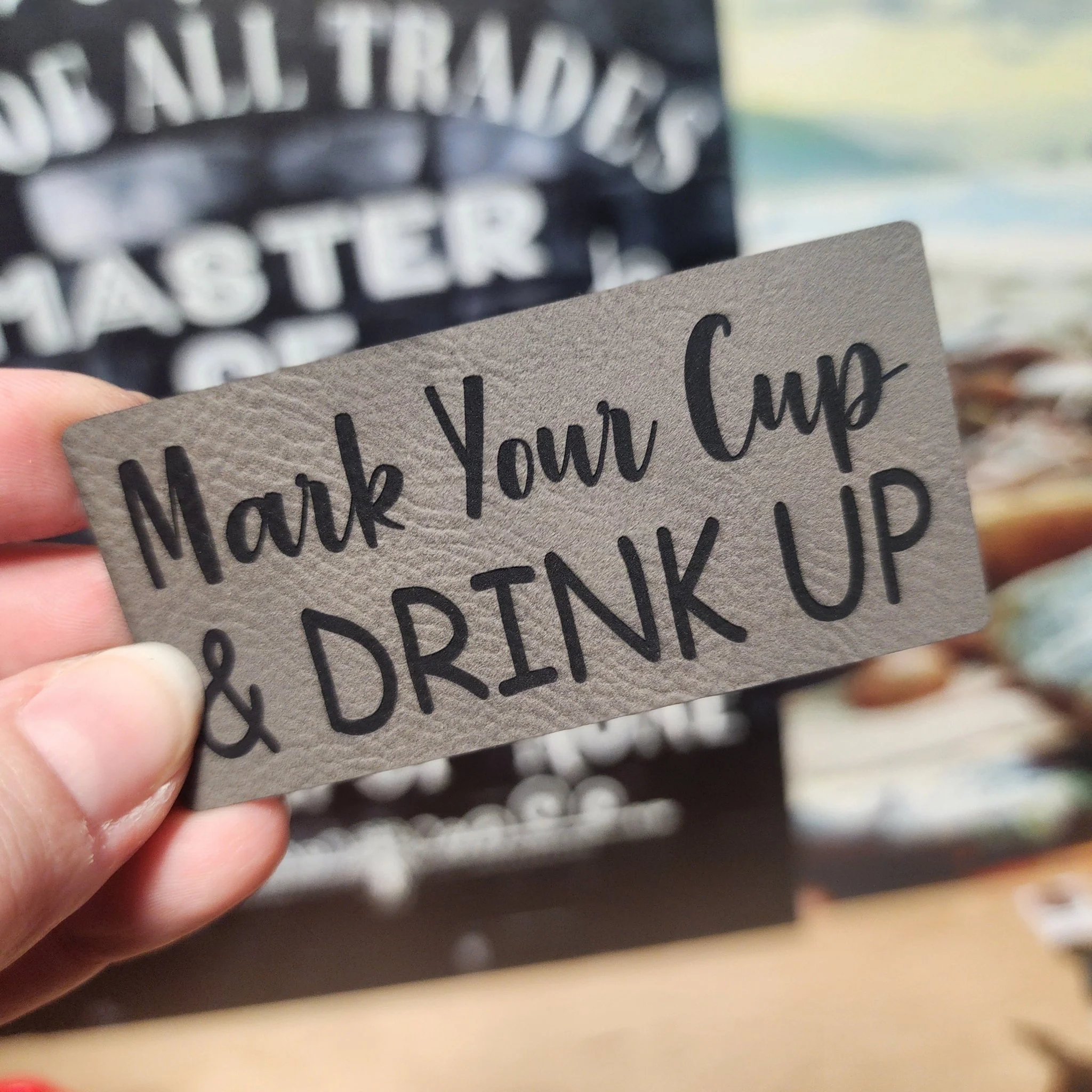 Drink Up and Celebrate Engraved Leatherette Hat Patch - MR01