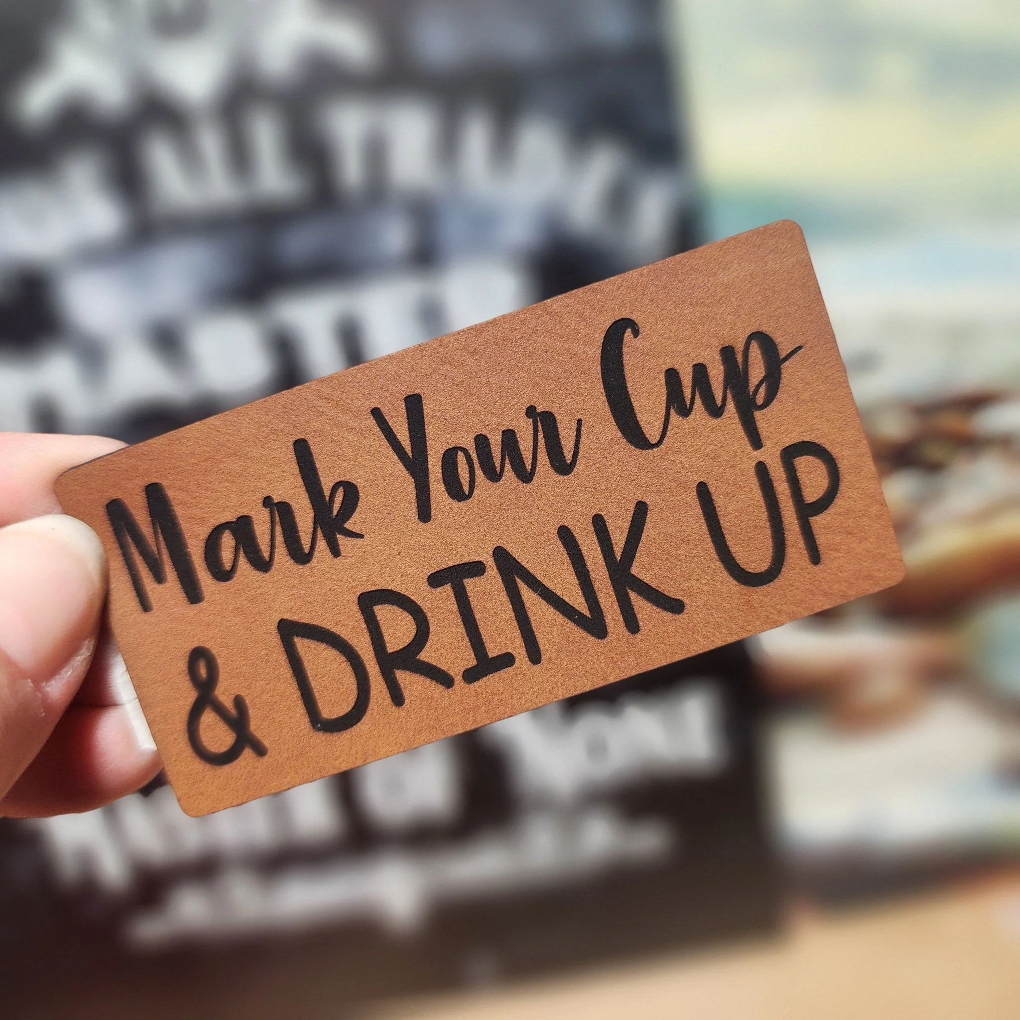 Drink Up and Celebrate Engraved Leatherette Hat Patch - MR01 - Image 2