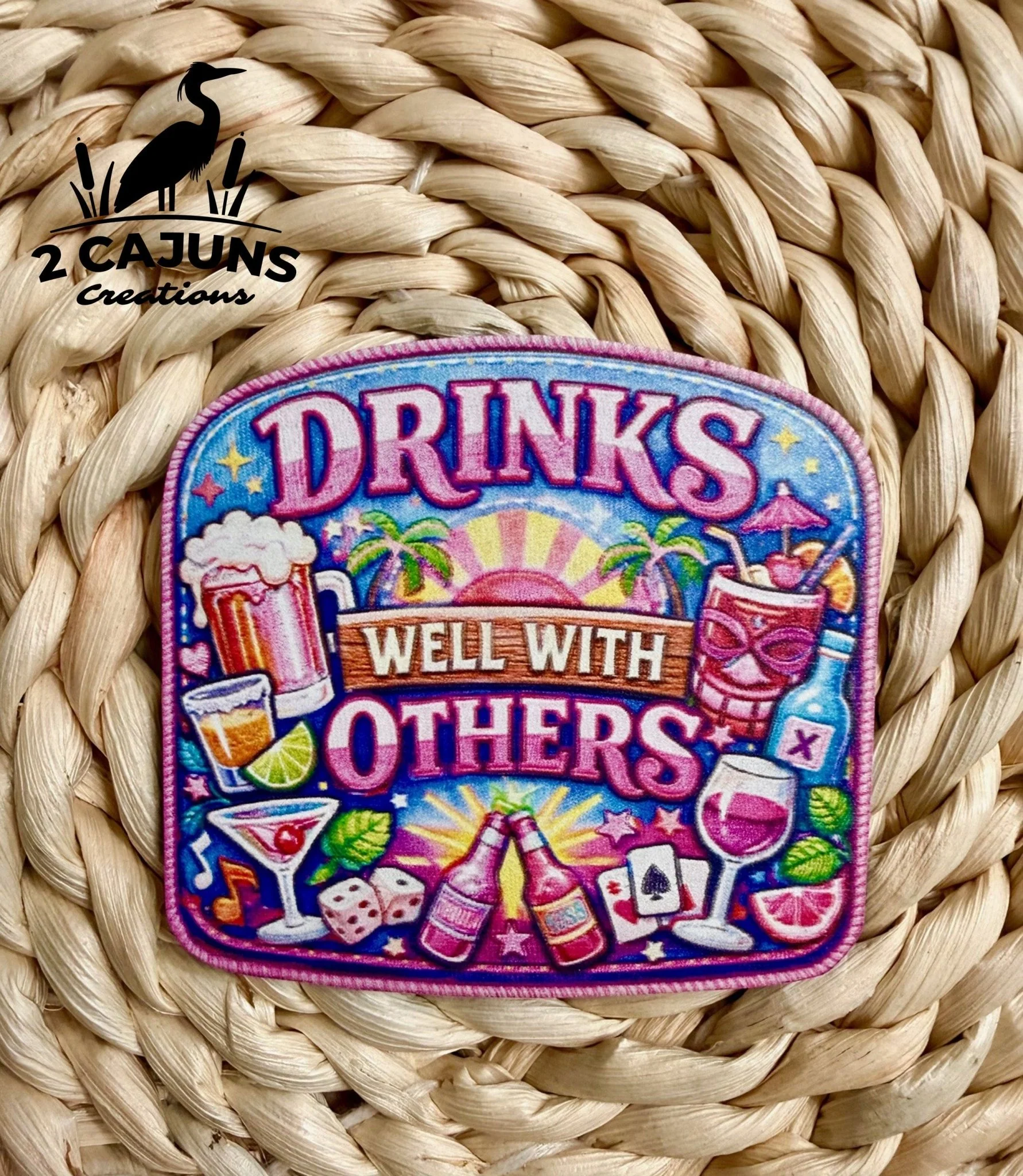 Drinks Well with Others UV Printed Hat Patch