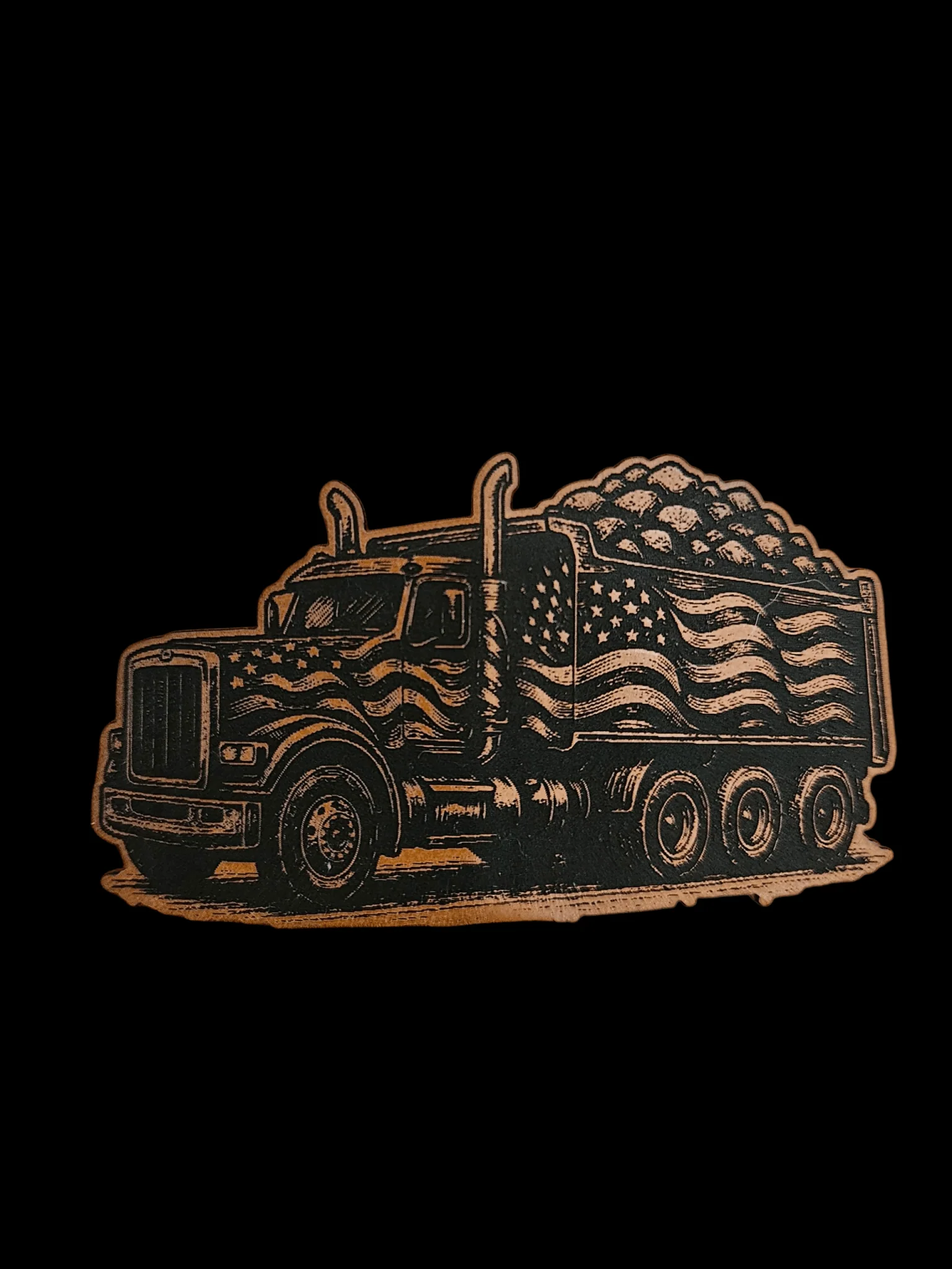 Dumptruck w/ Stone Wavy American Flag