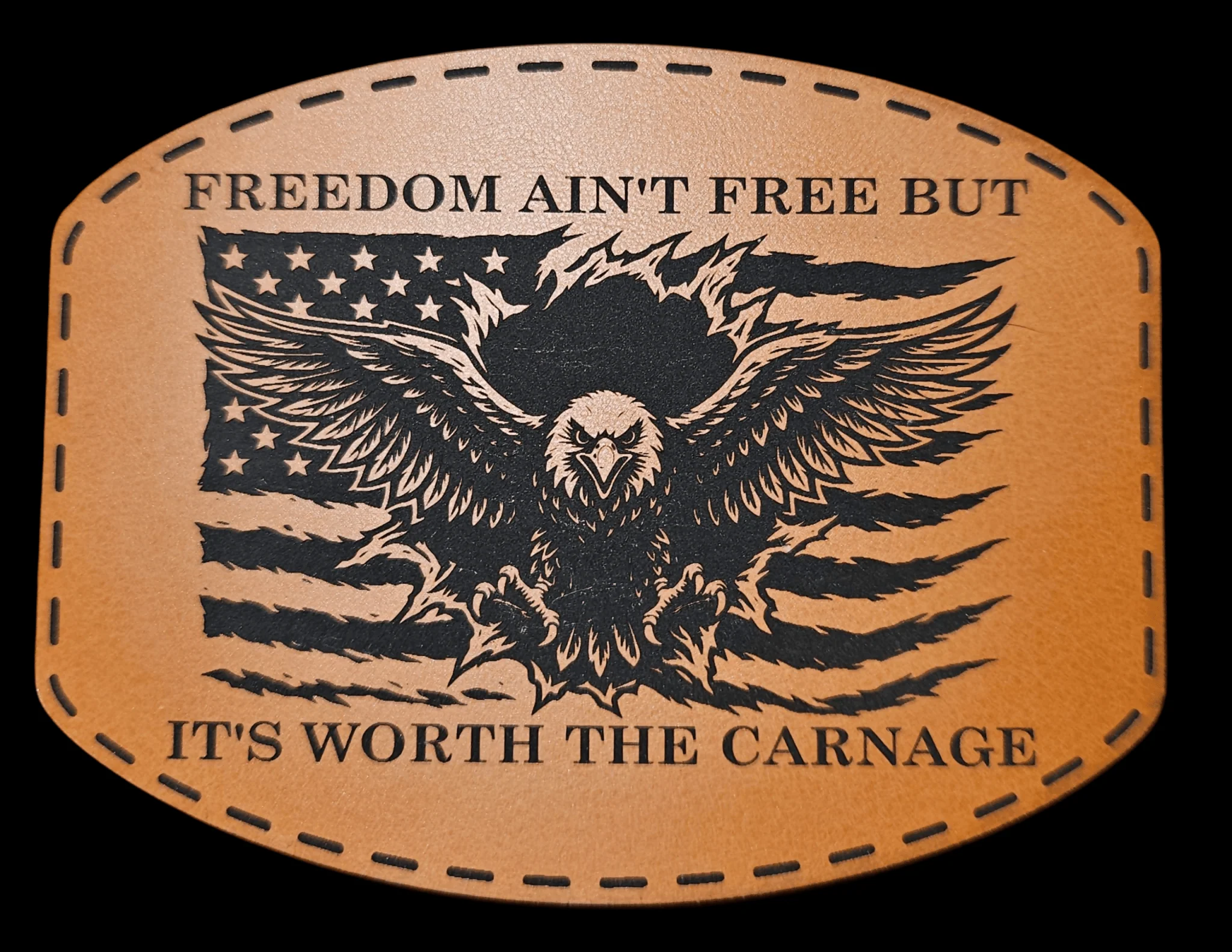 Eagle Blasting Through Flag - Freedom Ain't Free But It's Worth The Carnage