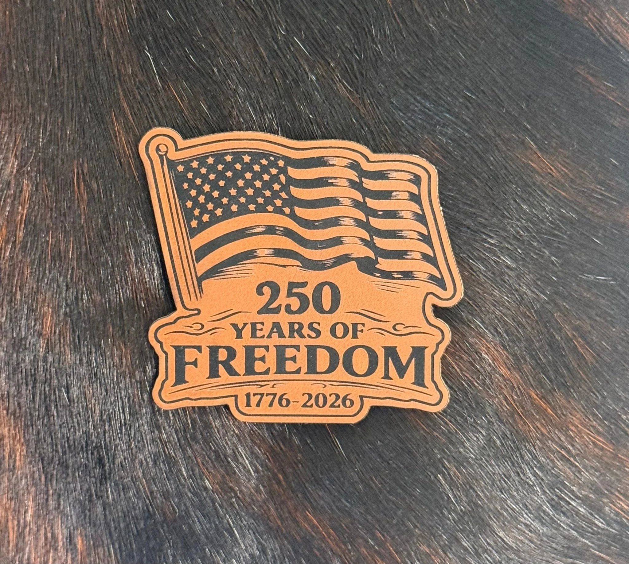 Engraved 250 Years of Freedom 1776-2026 American Flag Patch